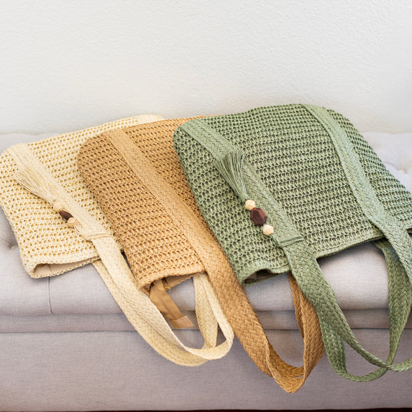 Elena Handbags Large Straw Woven Tote Bag