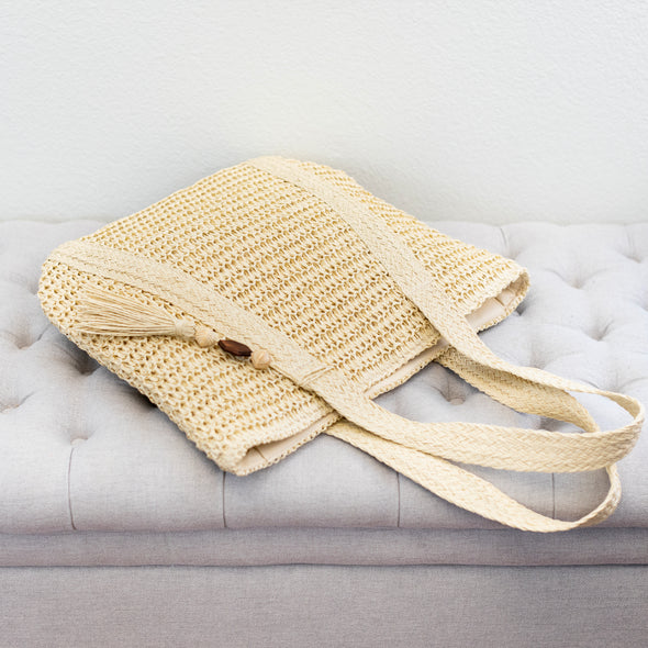 Elena Handbags Large Straw Woven Tote Bag