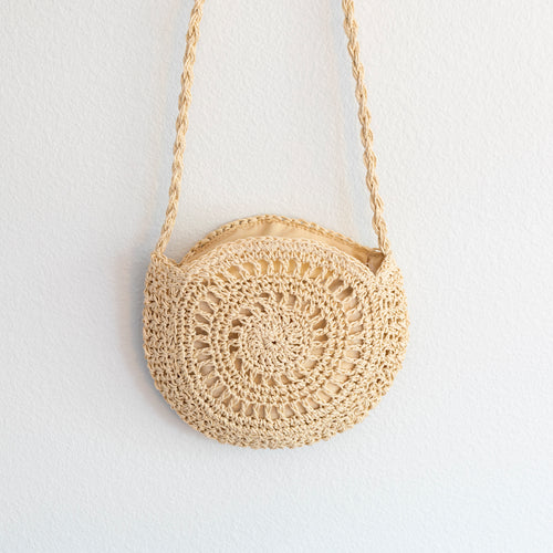 Elena Handbags Boho Straw Woven Round Tote