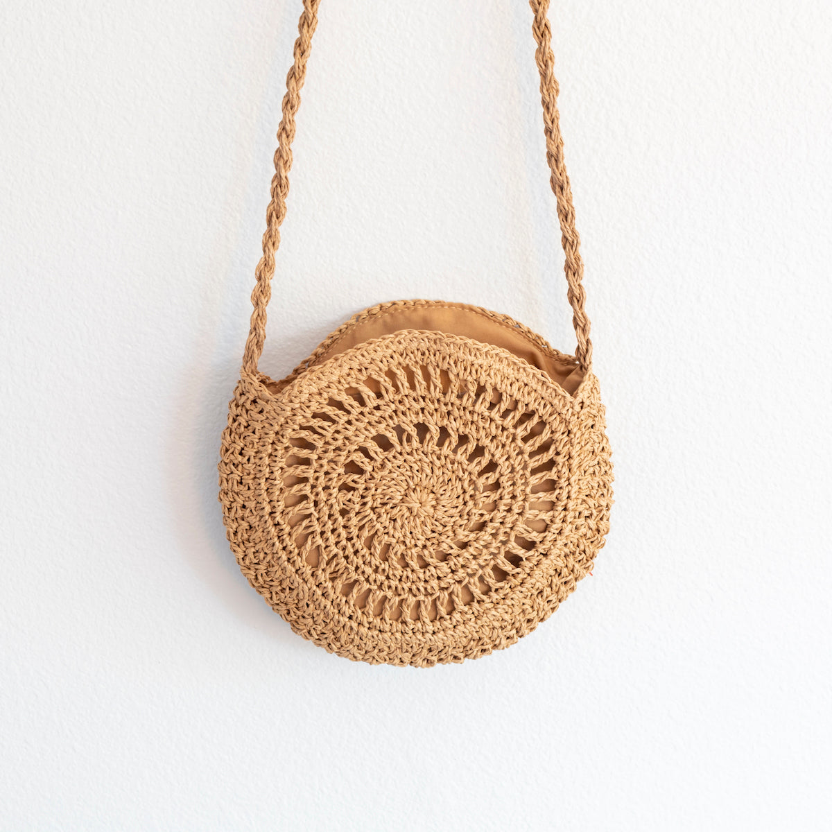 Elena Handbags Boho Straw Woven Round Tote