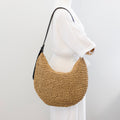 Large Straw Hobo Crossbody Bag