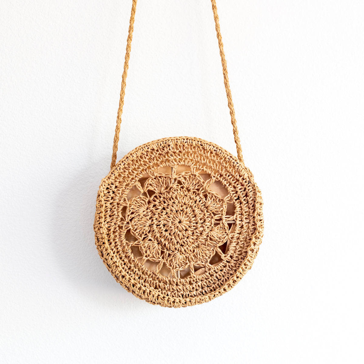 Elena Handbags Boho Straw Round Shoulder Bag