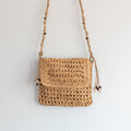 Elena Handbags Boho Straw Square Messenger Purse