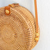 Elena Handbags Straw Woven Round Shoulder Bag with Geunine Leather Strap