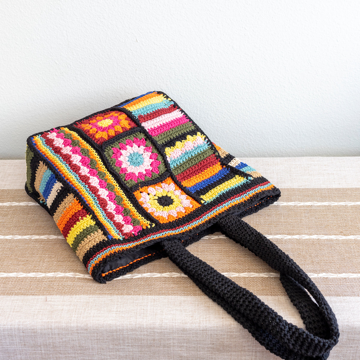 Handmade Crochet Granny Square Patchwork Shoulder Bag