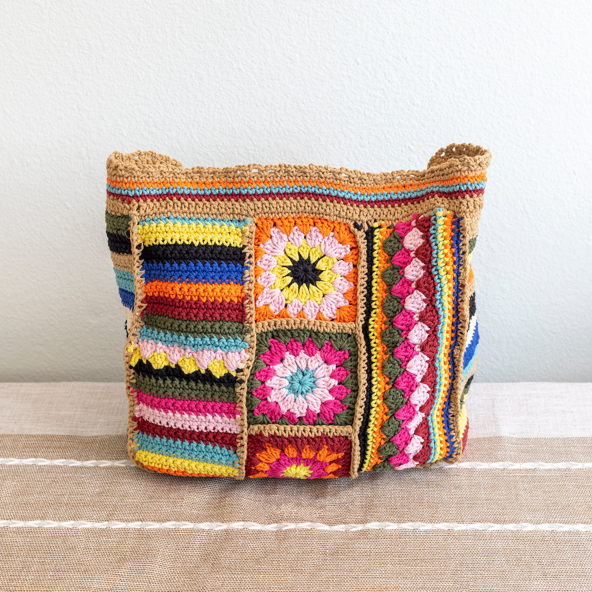 Handmade Crochet Granny Square Patchwork Shoulder Bag