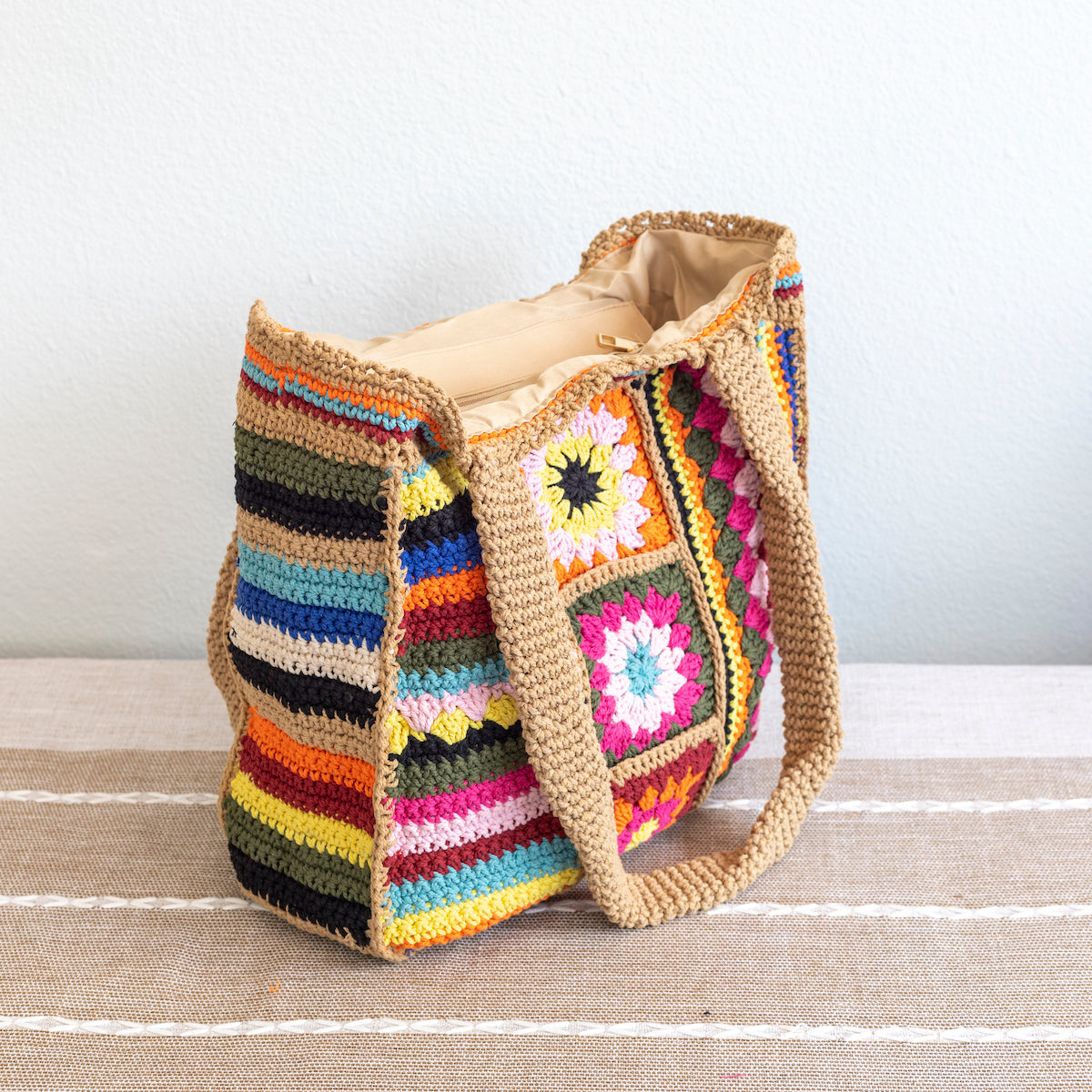 Handmade Crochet Granny Square Patchwork Shoulder Bag