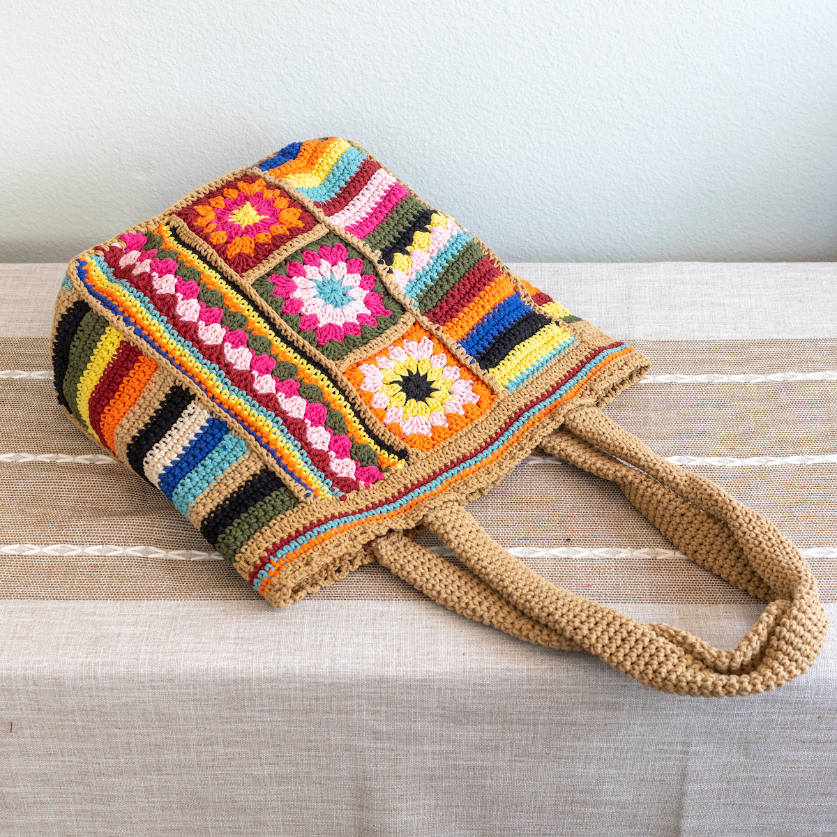Handmade Crochet Granny Square Patchwork Shoulder Bag