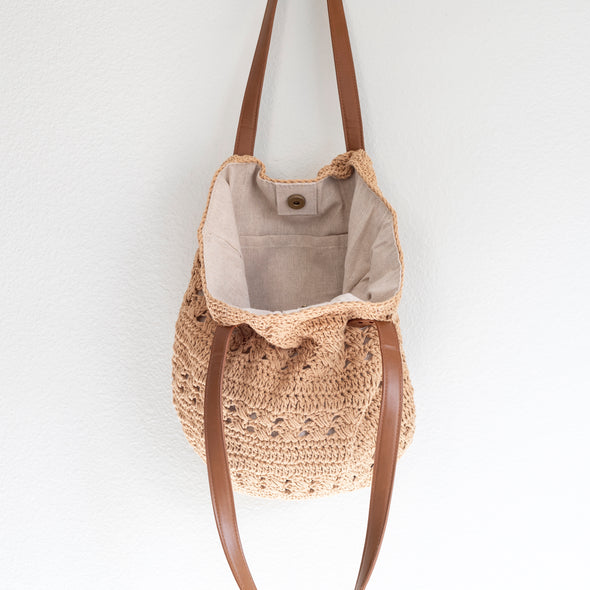 Elena Handbags Retro Cotton Knitted Shoulder Bag