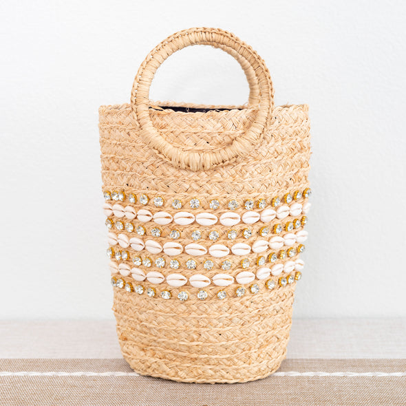 Elena Handbags Summer Raffia Straw Beach Basket Handbag