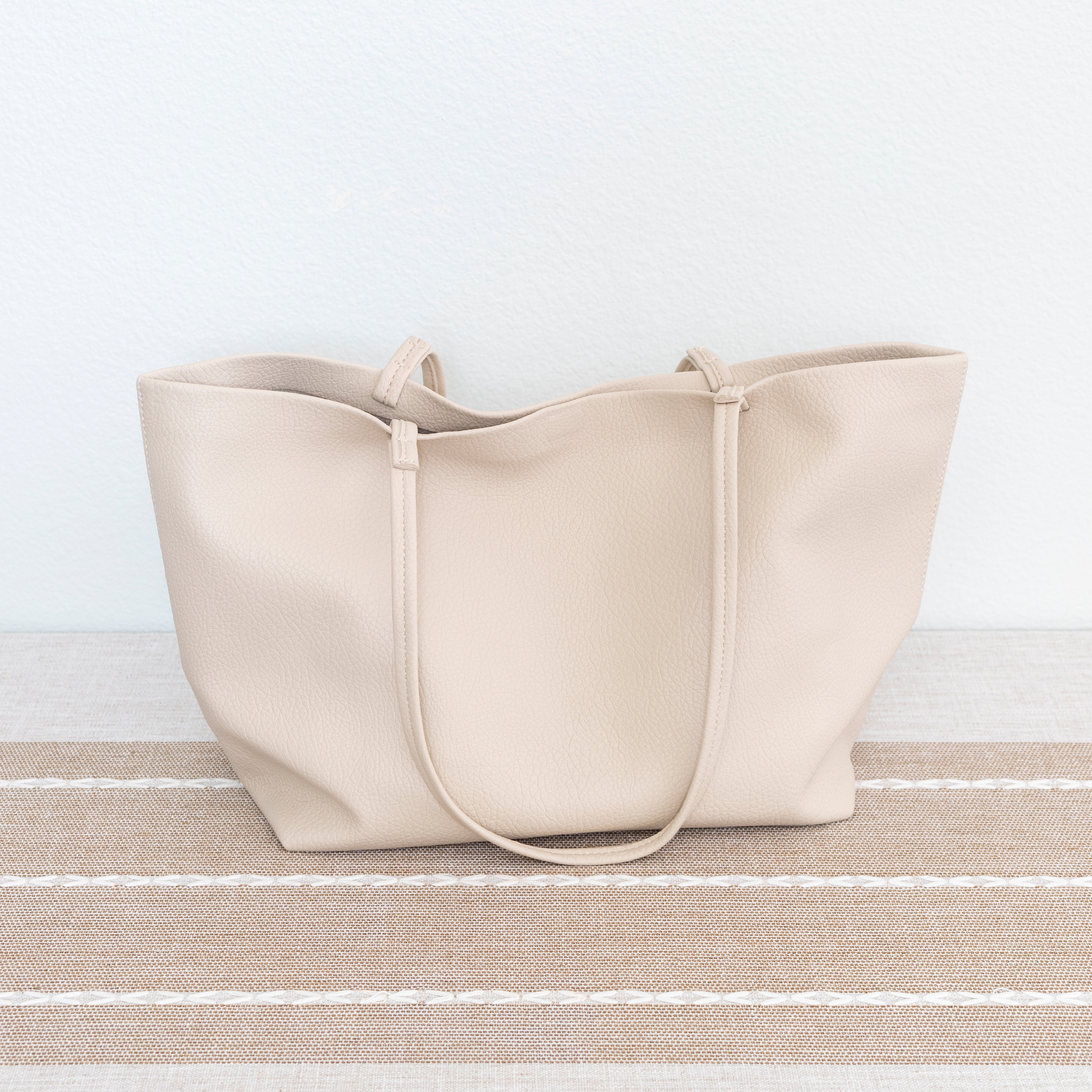 Large Carryall Tote In Soft Pebbled Leather
