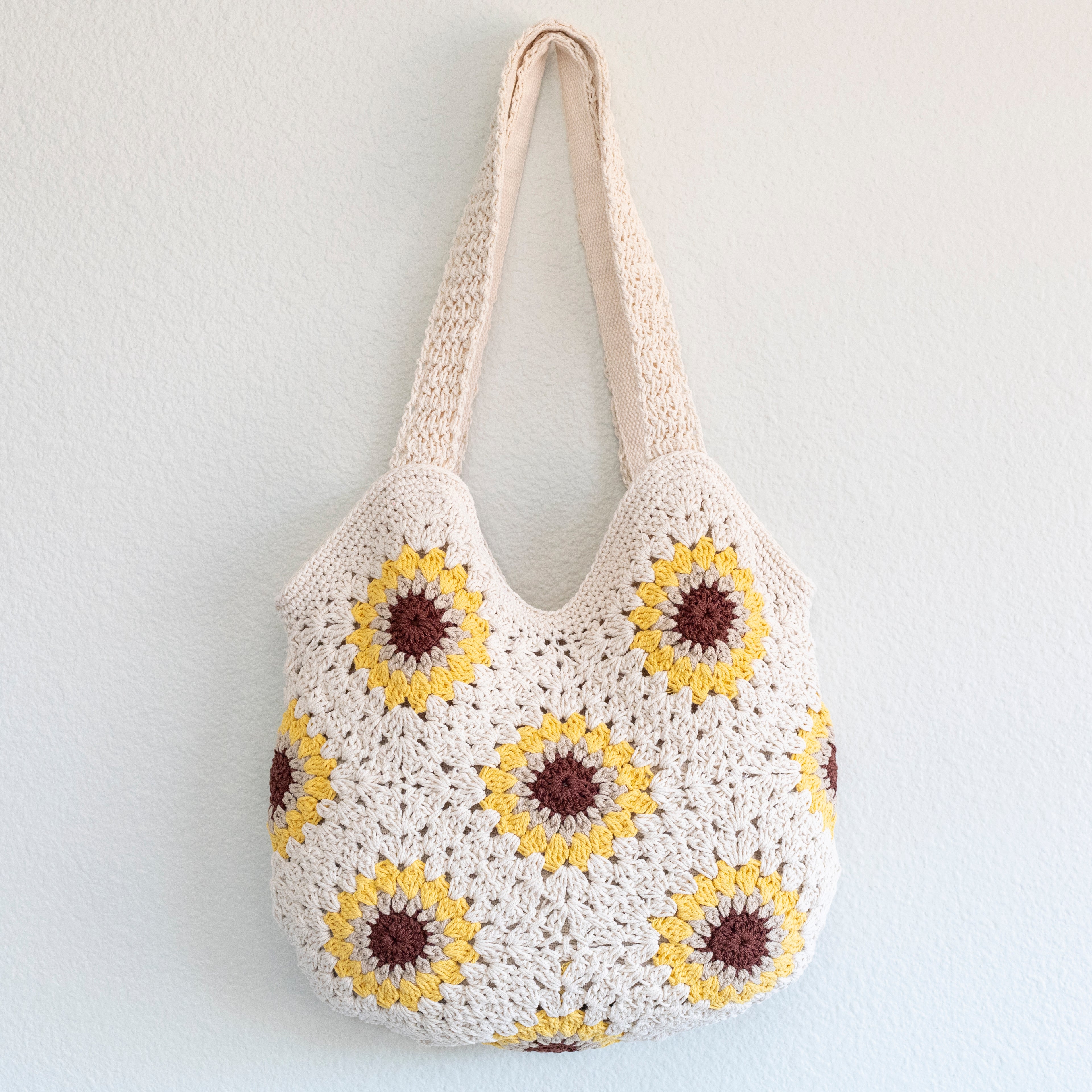 Crochet Sunflower Granny Square Tote