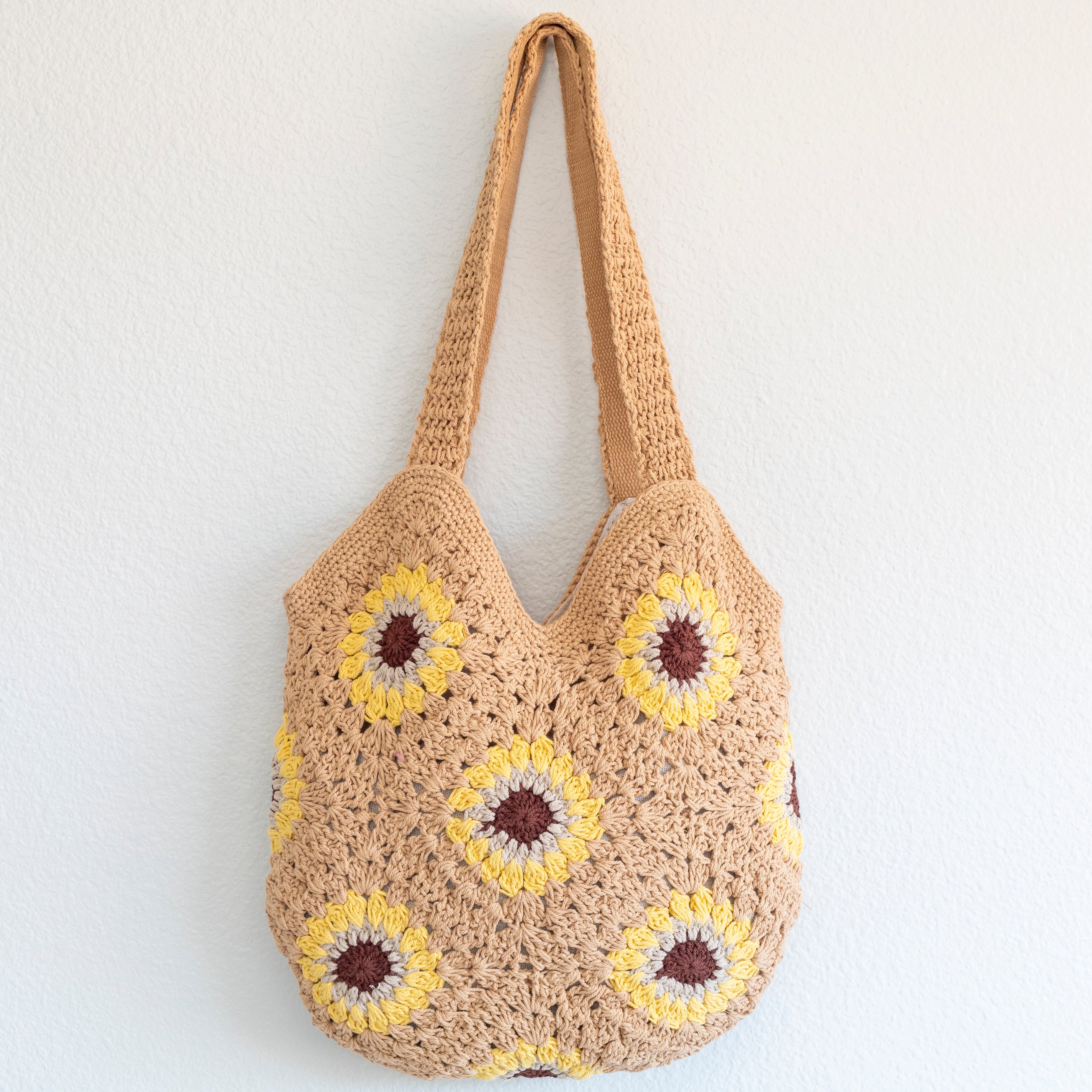 Crochet Sunflower Granny Square Tote