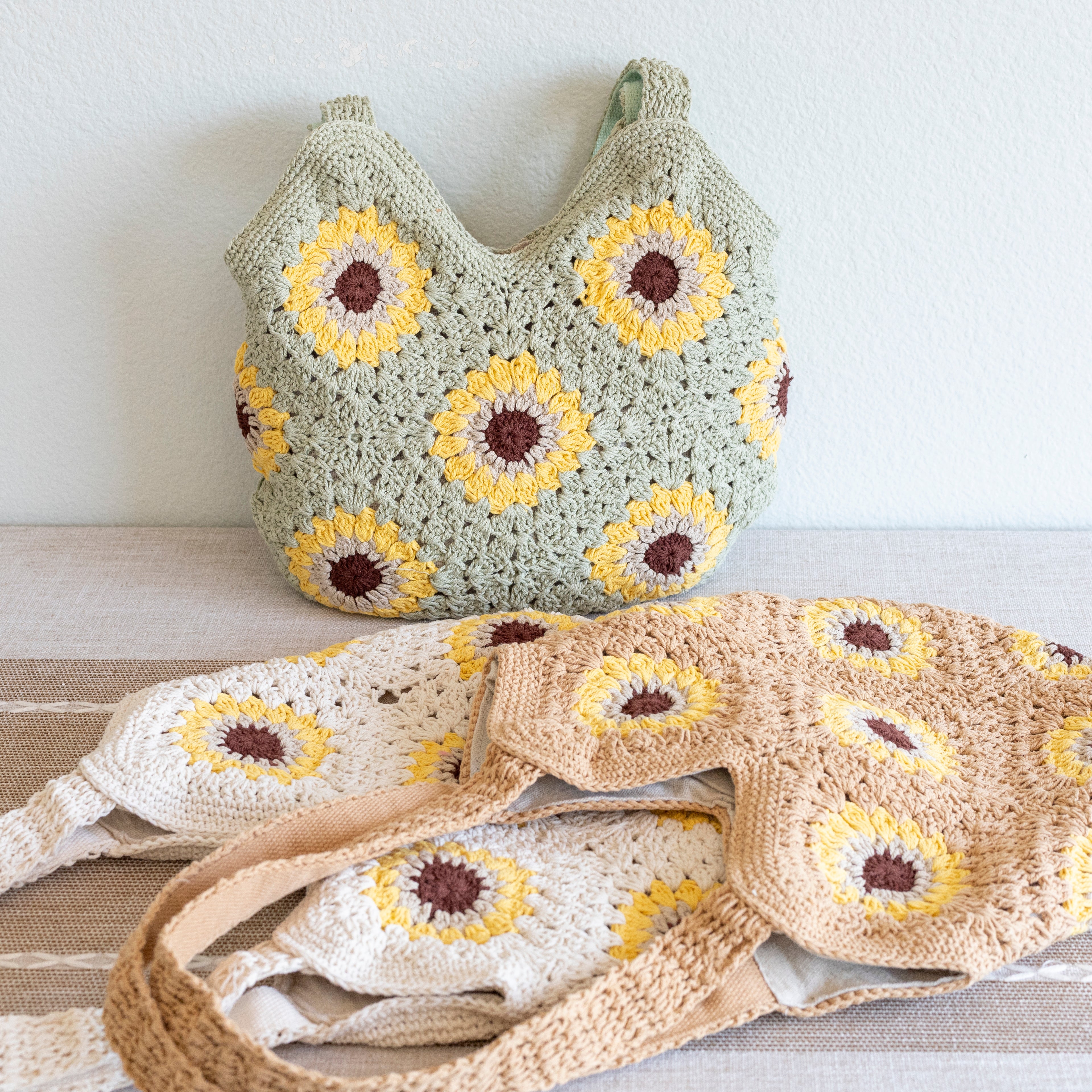 Crochet Sunflower Granny Square Tote