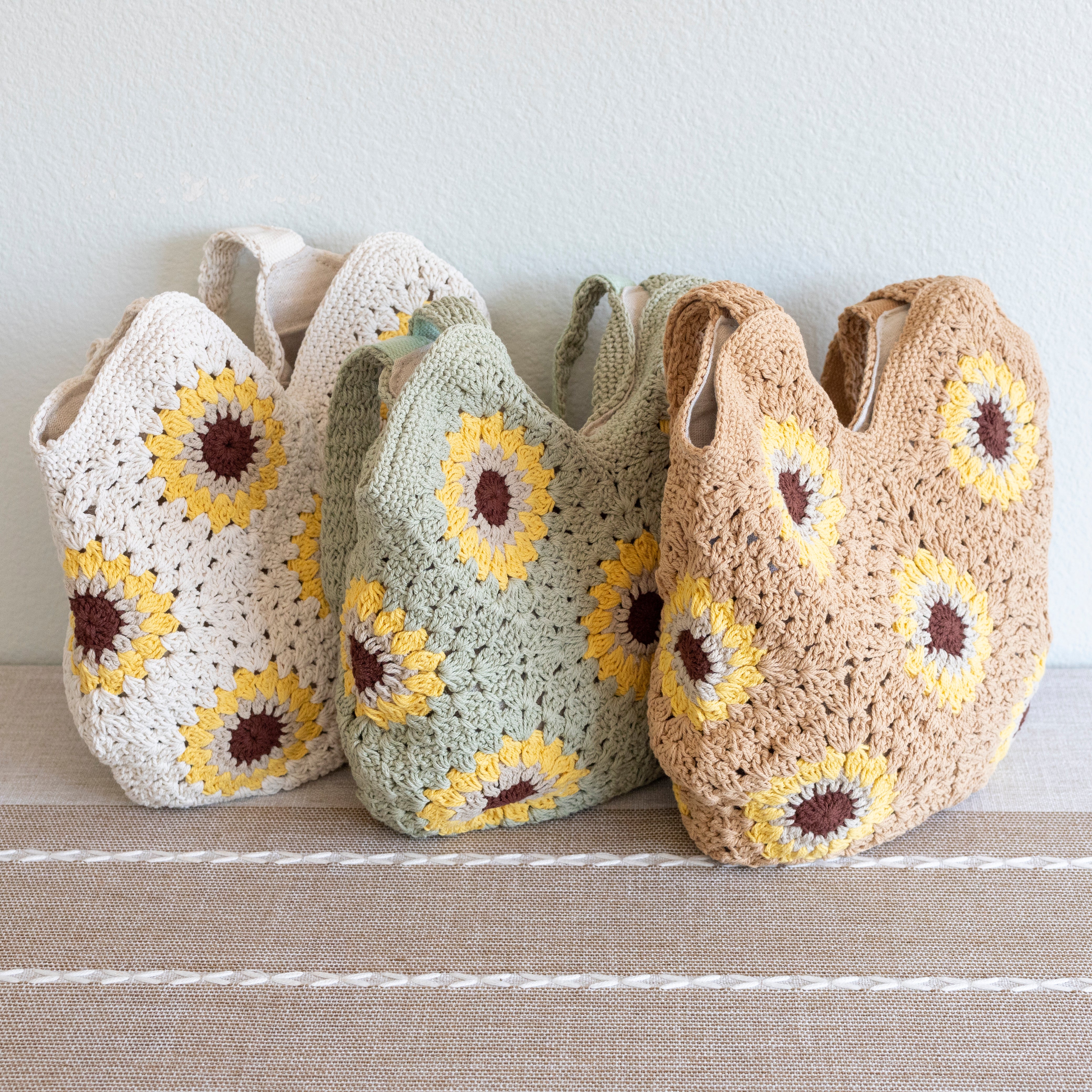 Crochet Sunflower Granny Square Tote – Elena Handbags