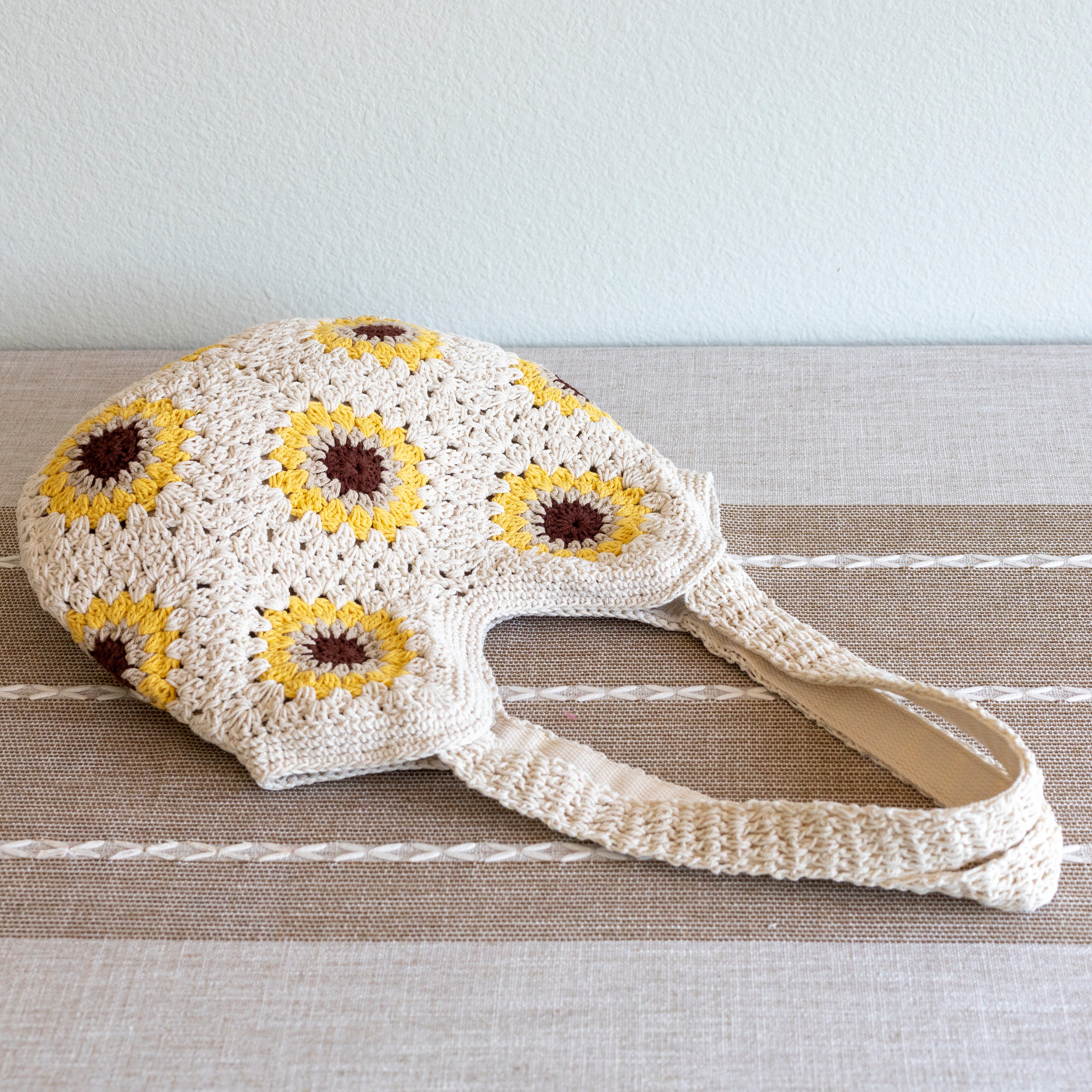 Crochet Sunflower Granny Square Tote