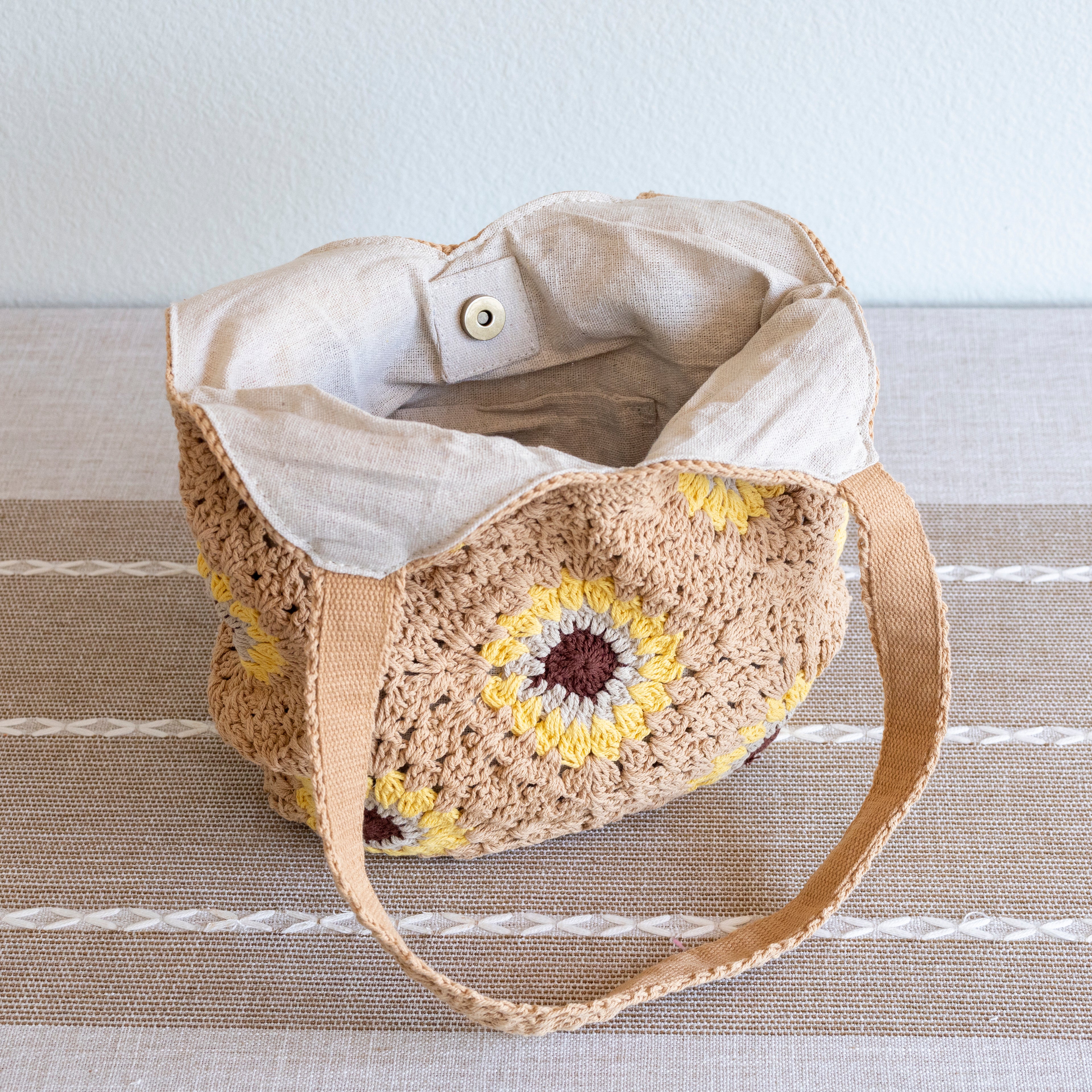 Crochet Sunflower Granny Square Tote