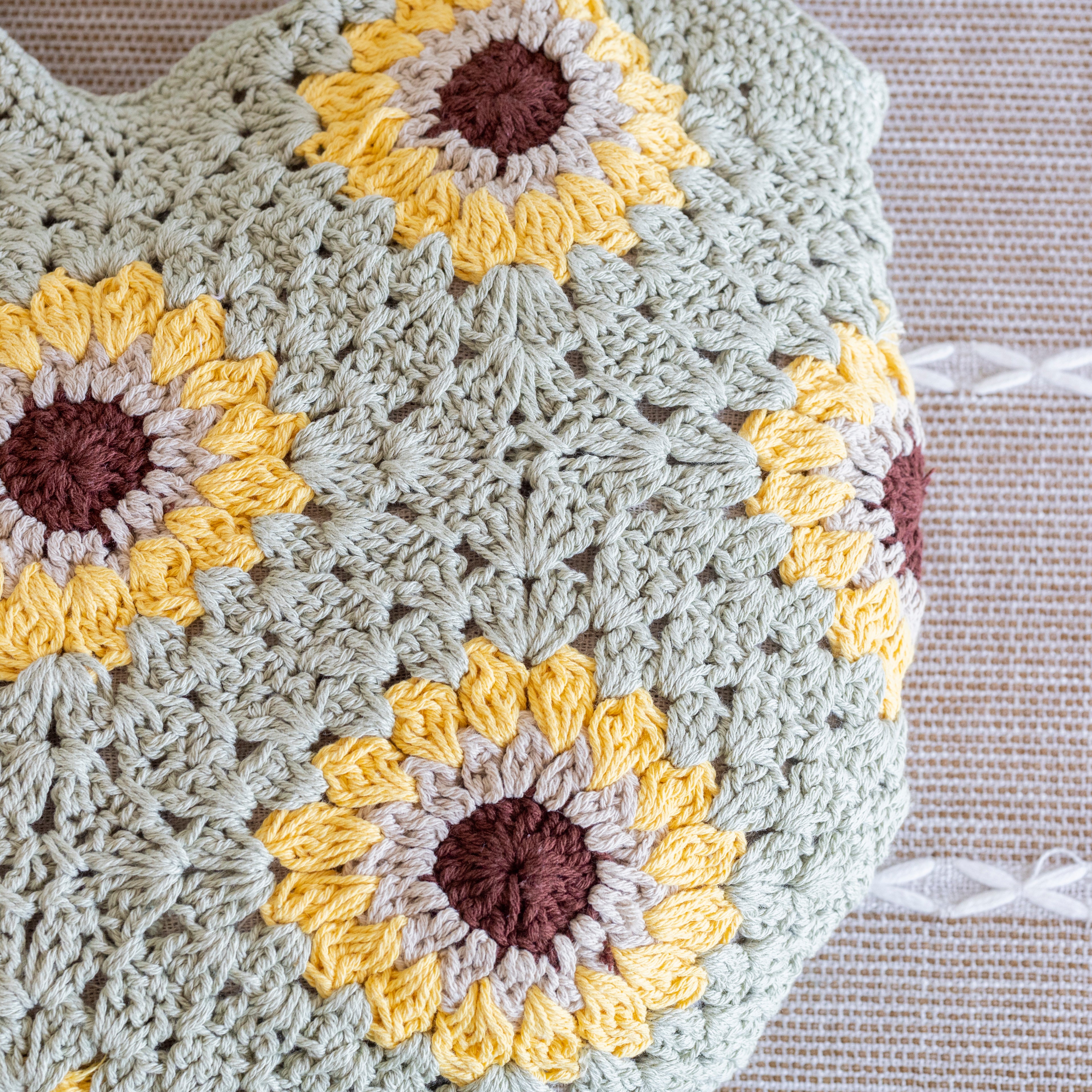 Crochet Sunflower Granny Square Tote