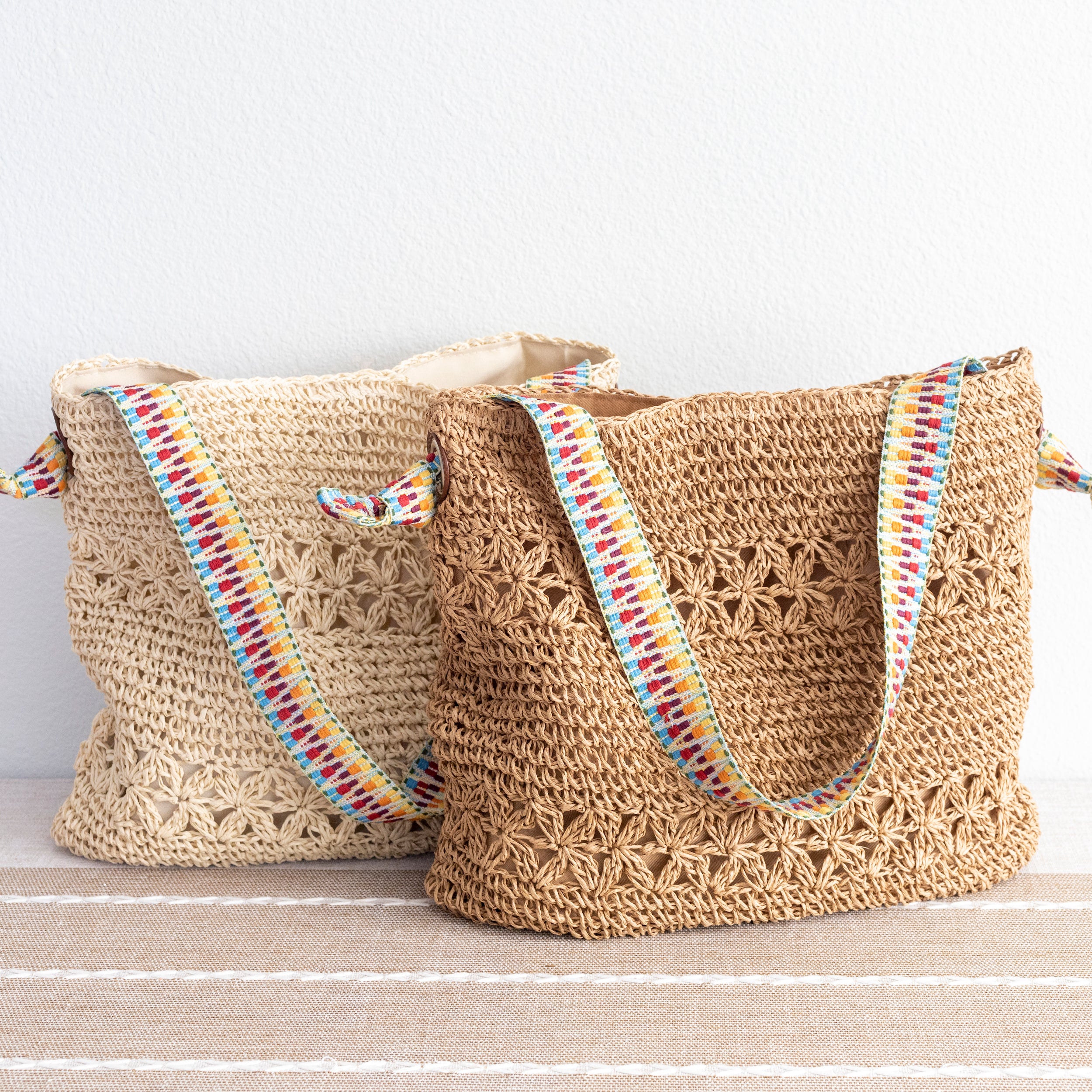 Lightweight Straw Woven Summer Tote