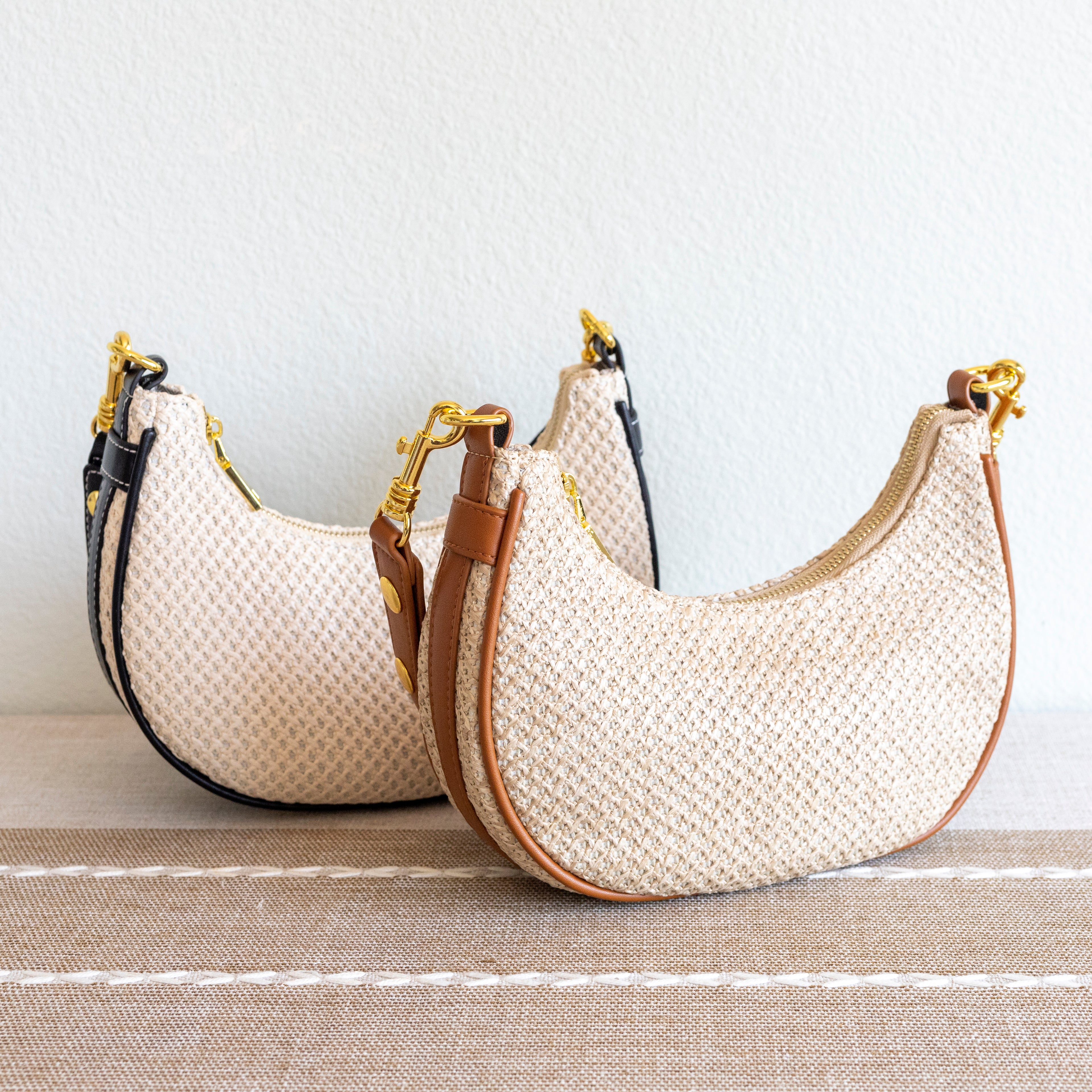 Straw Half Moon Summer Purse