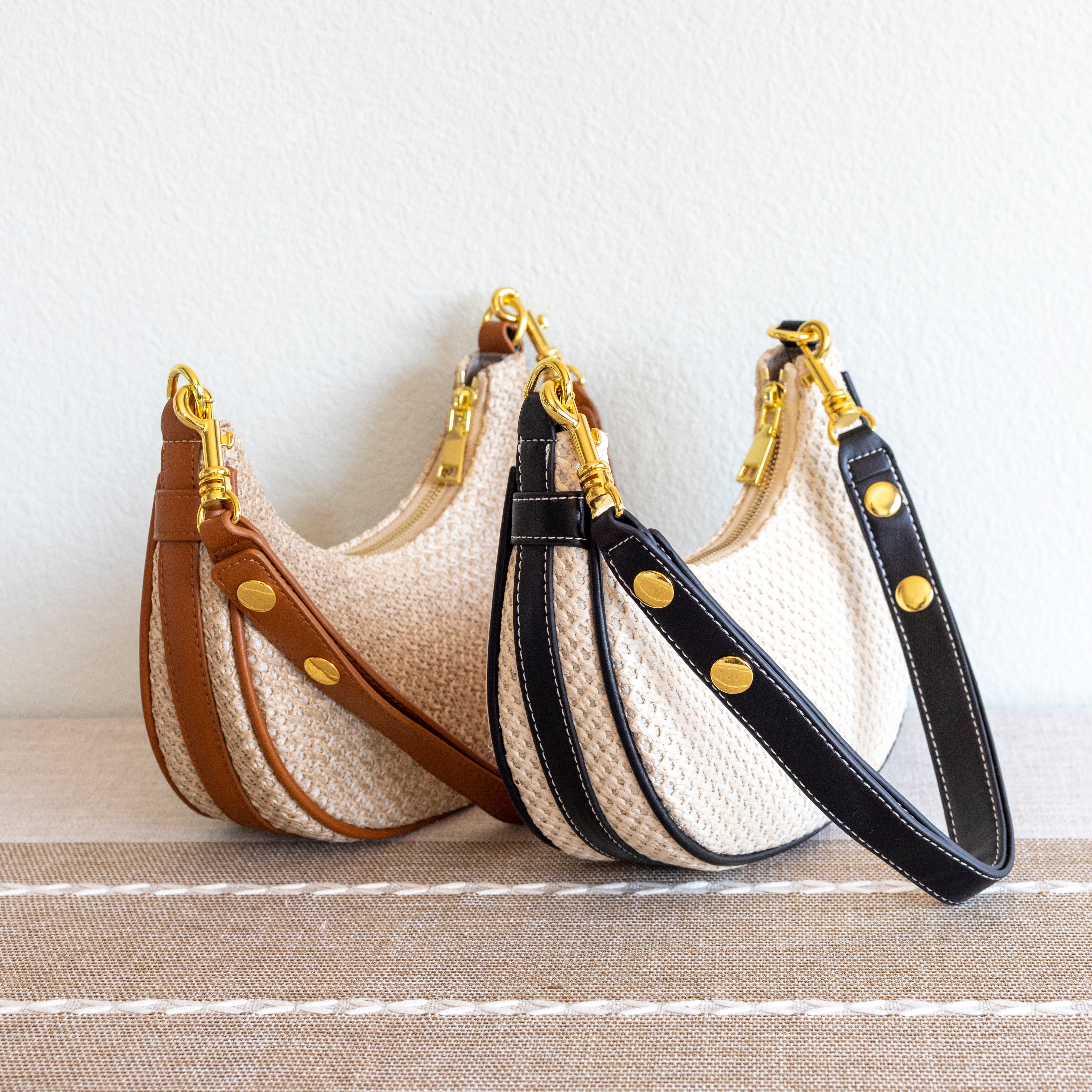 Straw Half Moon Summer Purse