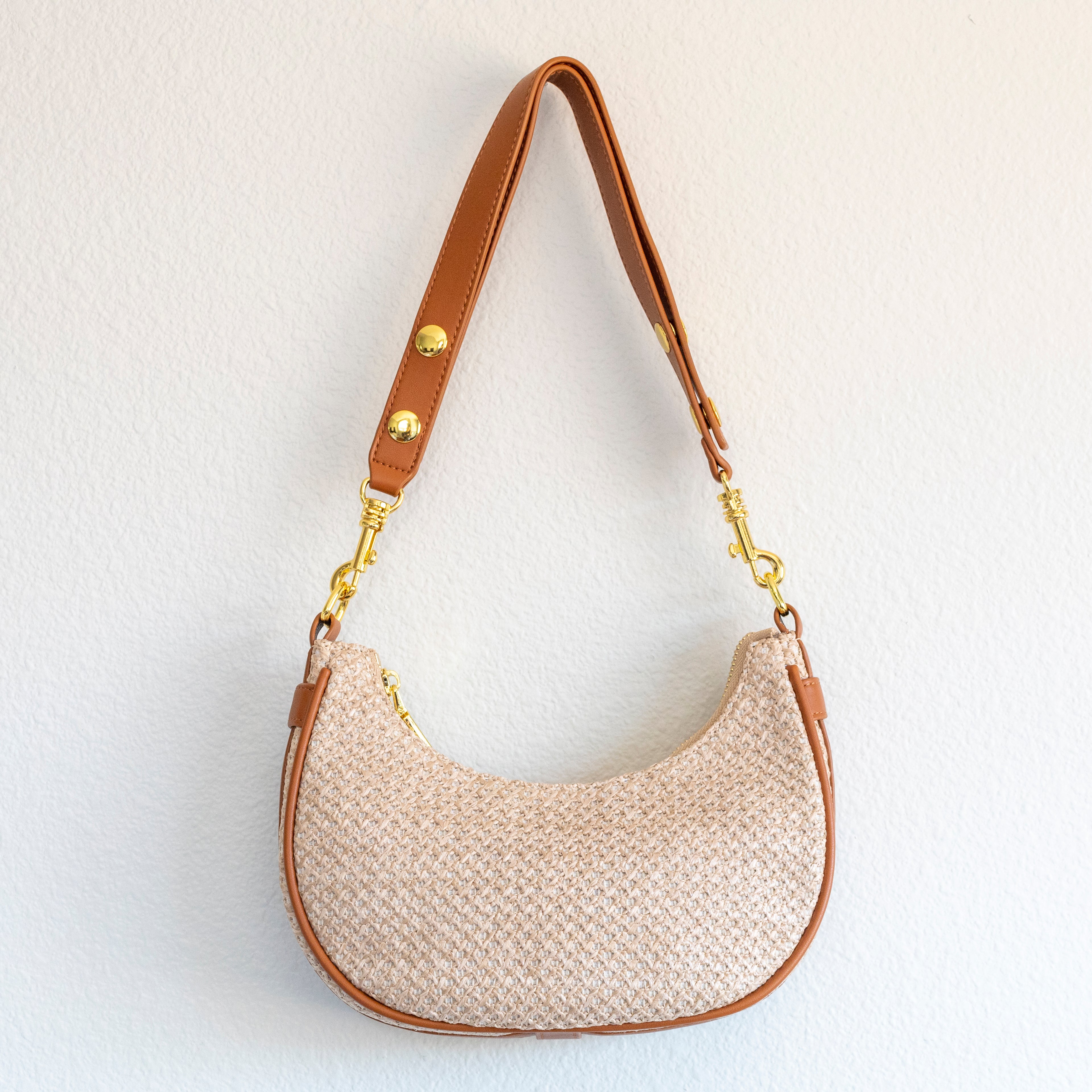 Straw Half Moon Summer Purse
