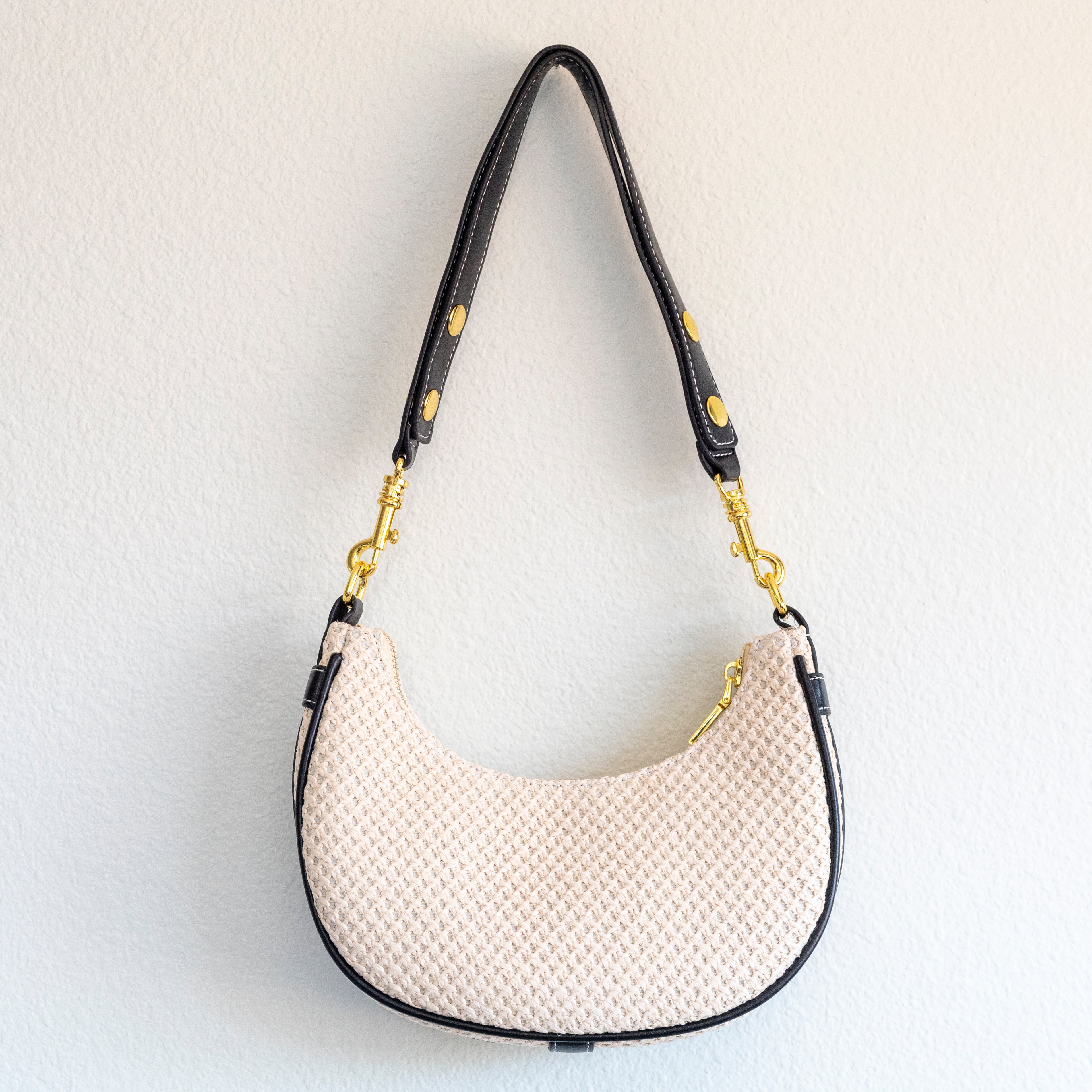 Straw Half Moon Summer Purse
