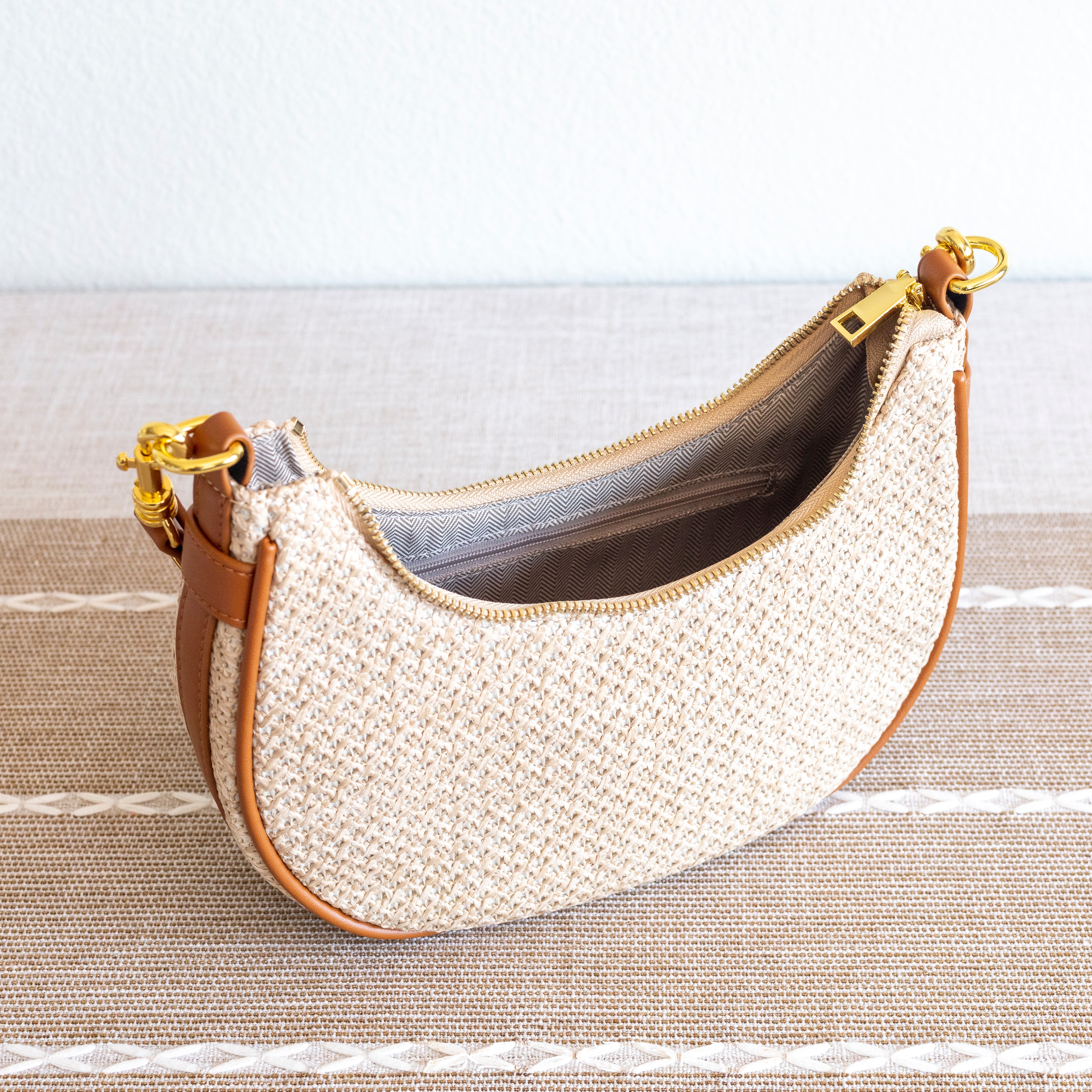Straw Half Moon Summer Purse