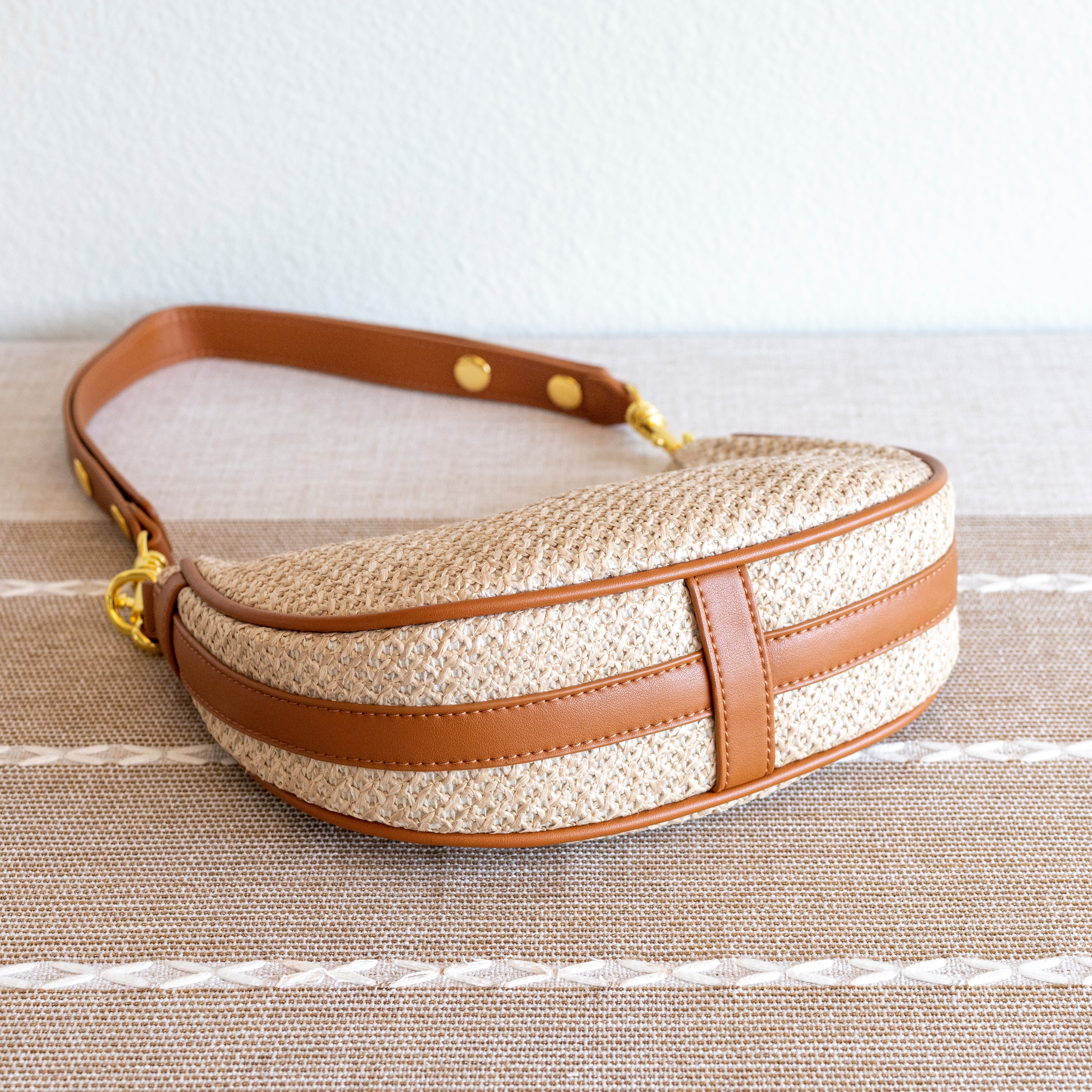 Straw Half Moon Summer Purse