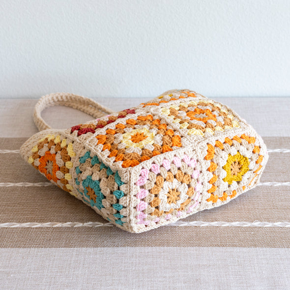 Elena Handbags Handmade Crochet Granny Square Tote