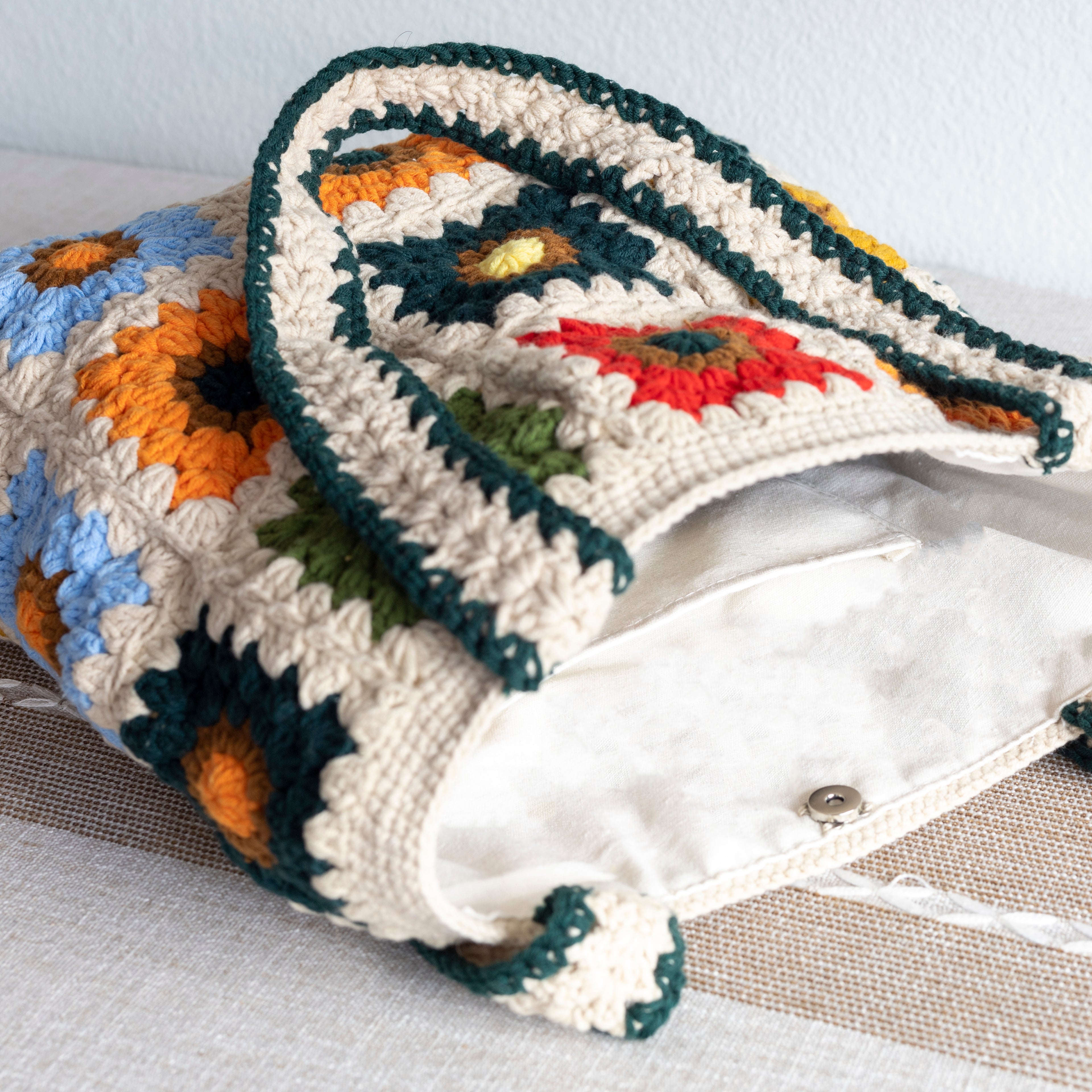 Handmade Granny Square Shoulder Tote Bag