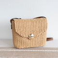 Straw Woven Messenger Bag with Flap