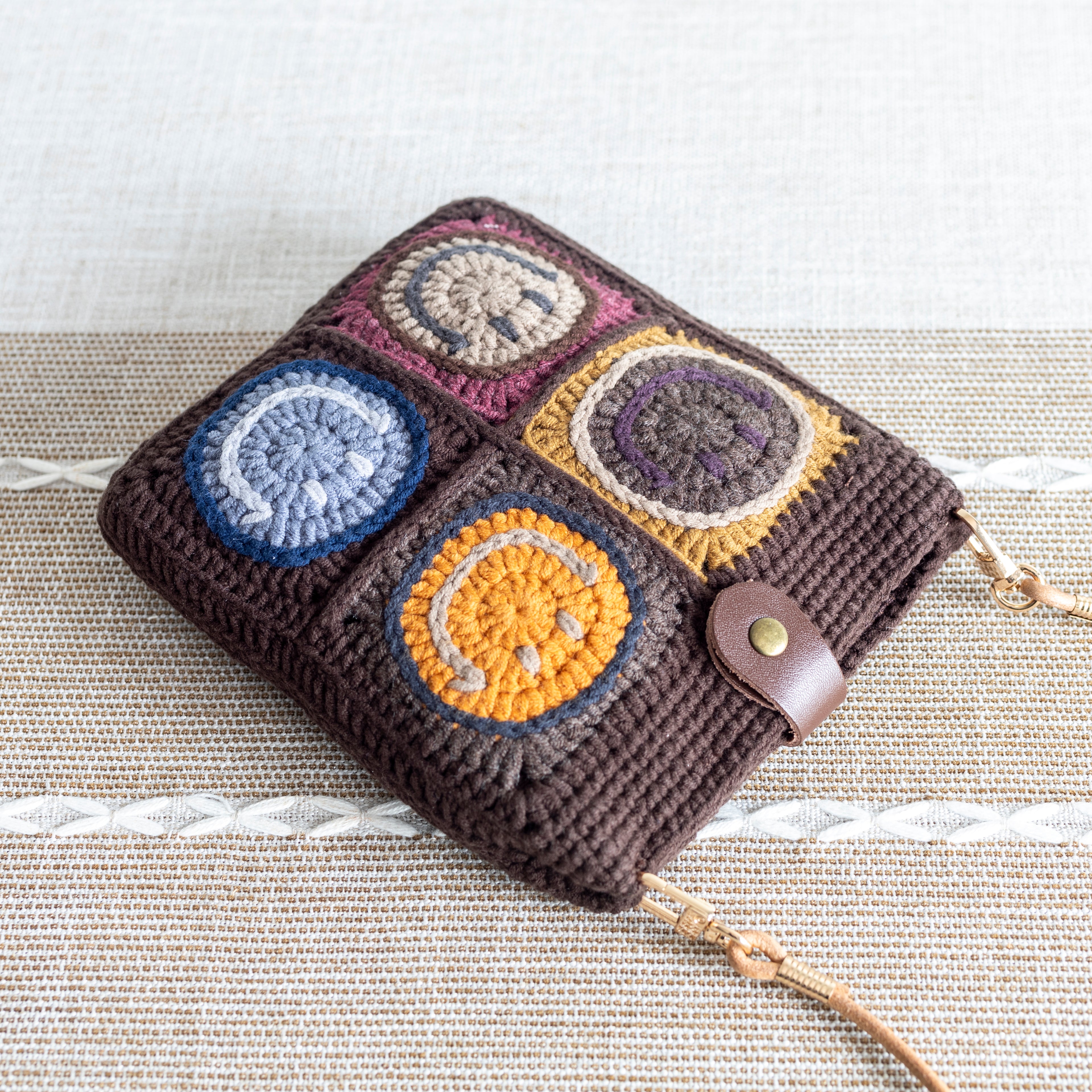 Crochet Smiley Face Shoulder Bag