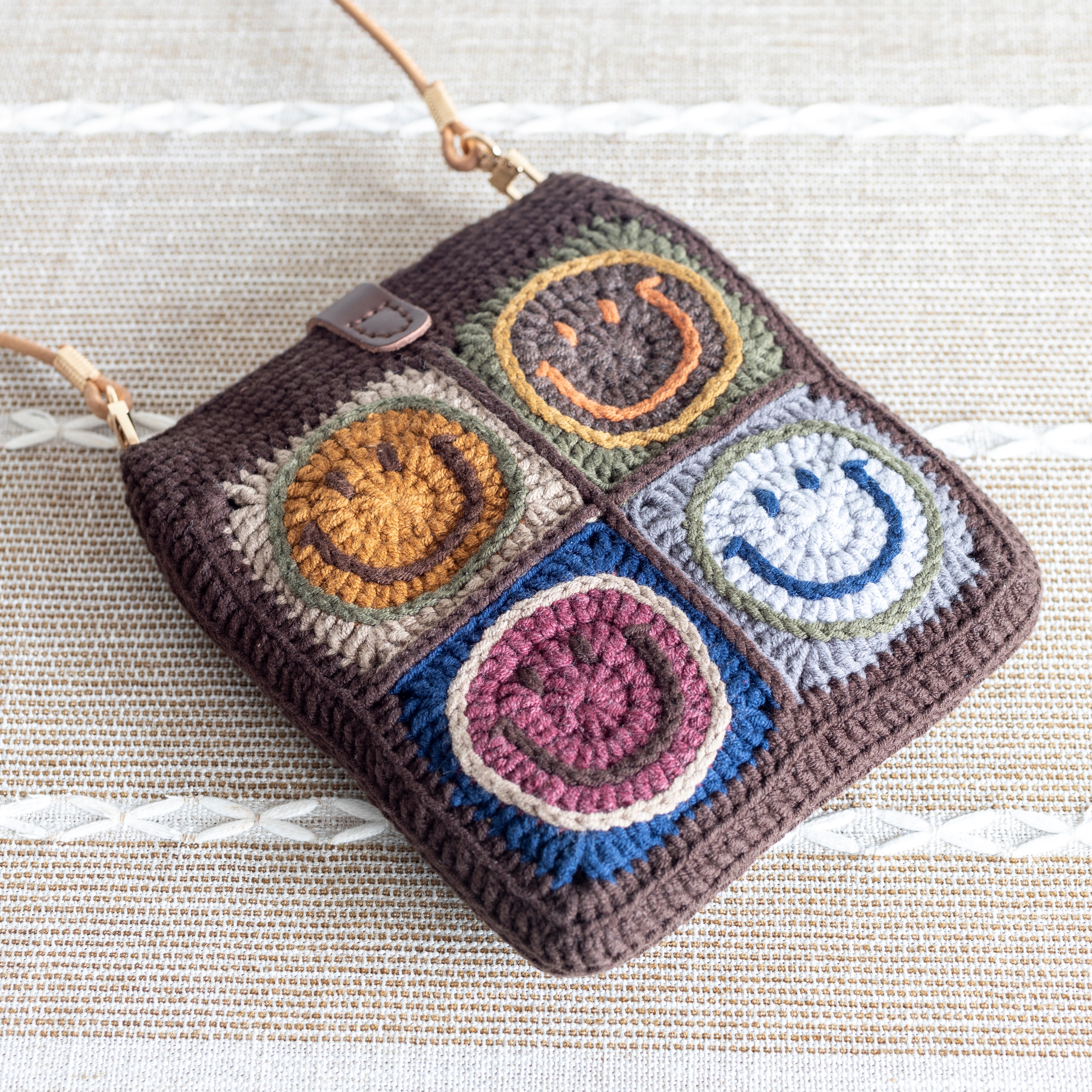 Crochet Smiley Face Shoulder Bag