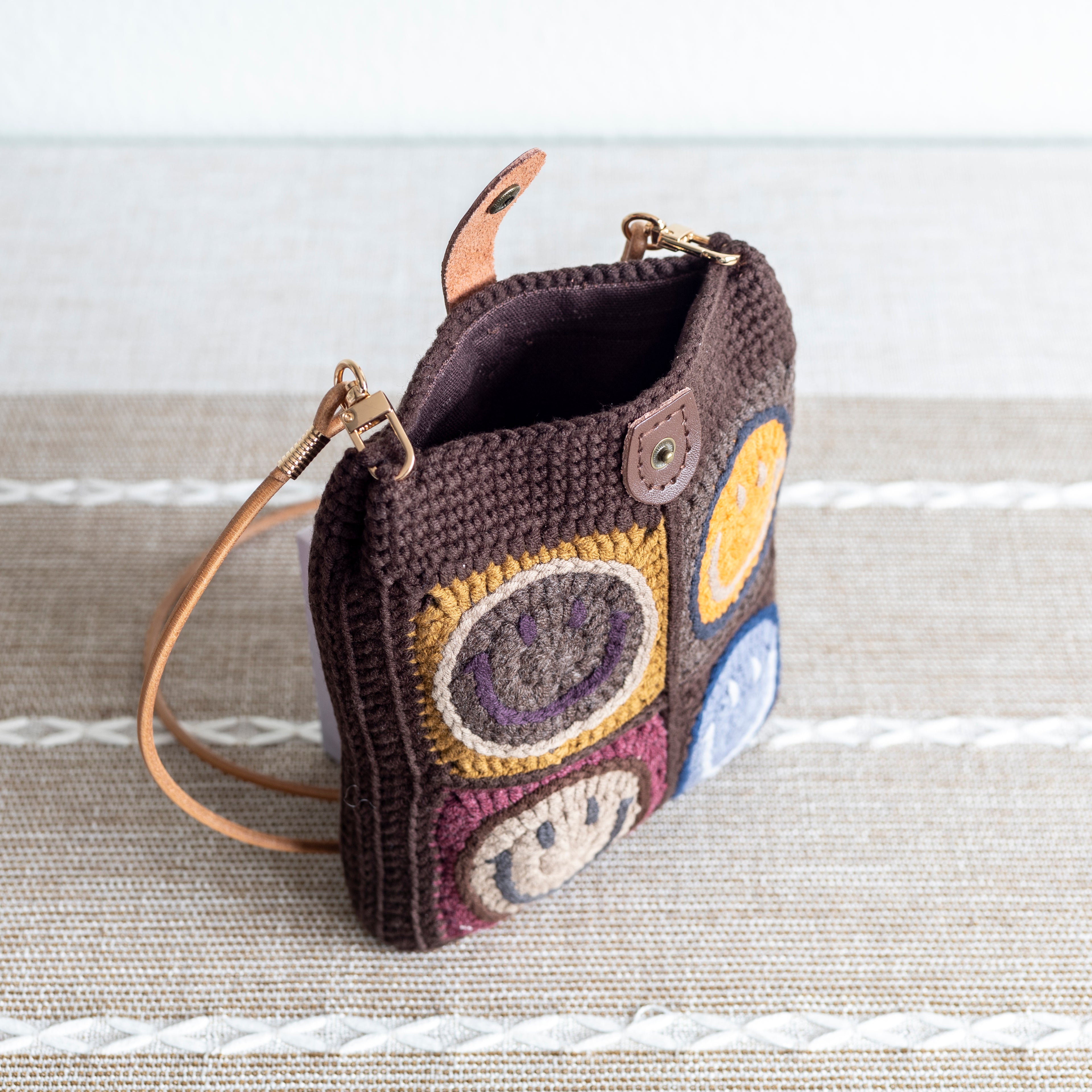 Crochet Smiley Face Shoulder Bag