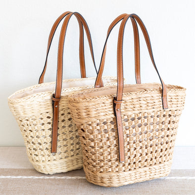 Elena Handbags Straw Basket Tote Bag