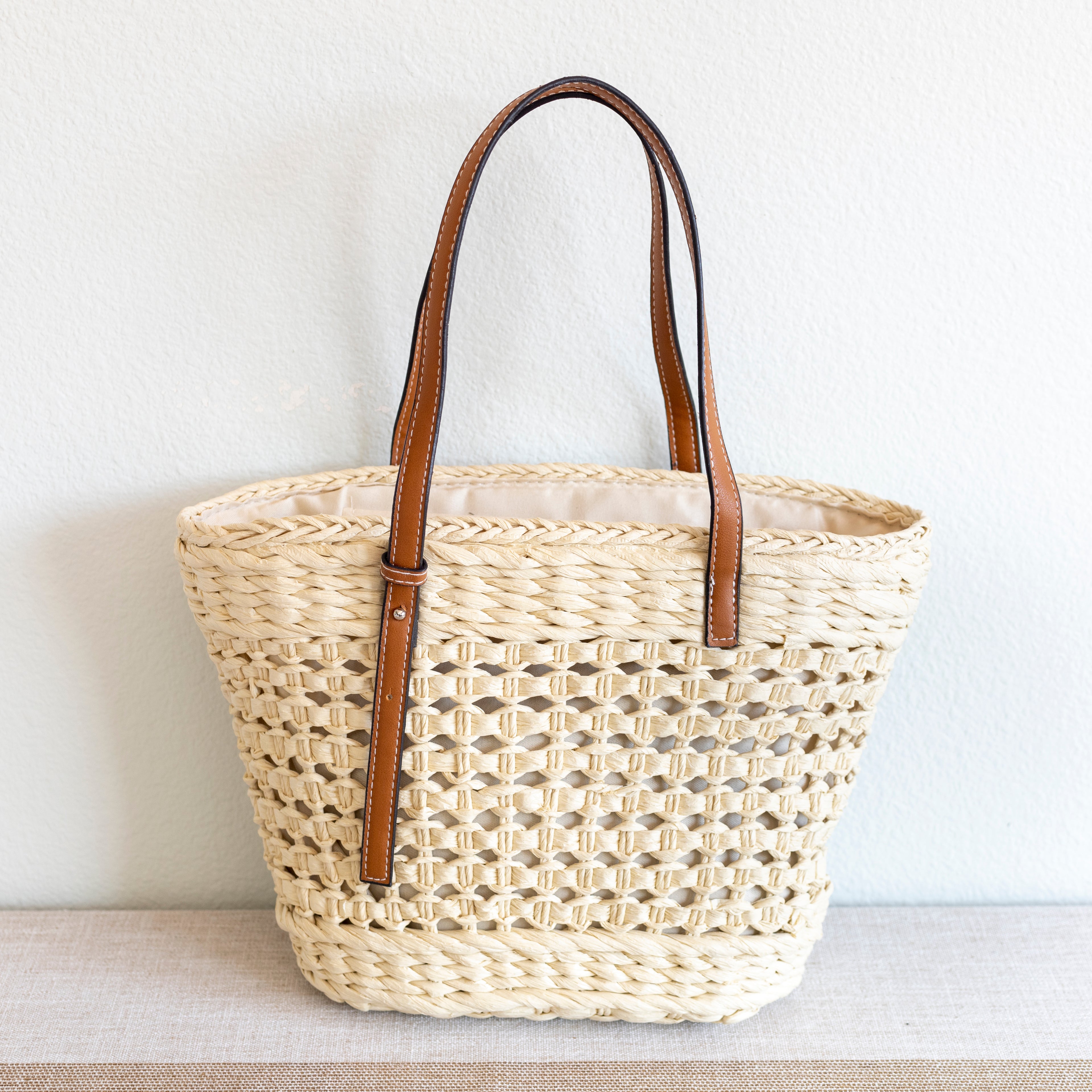 Straw Basket Tote Bag