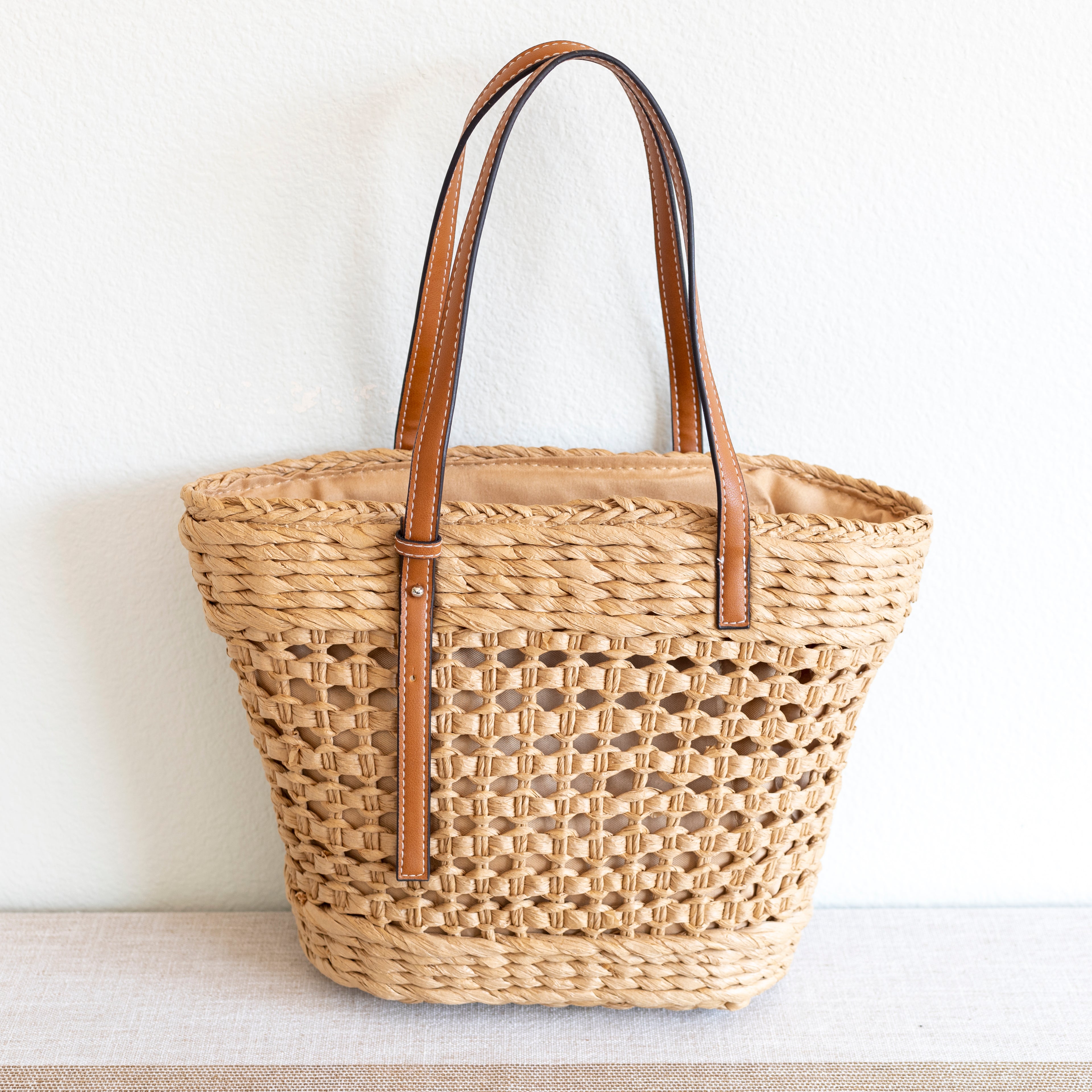 Straw Basket Tote Bag