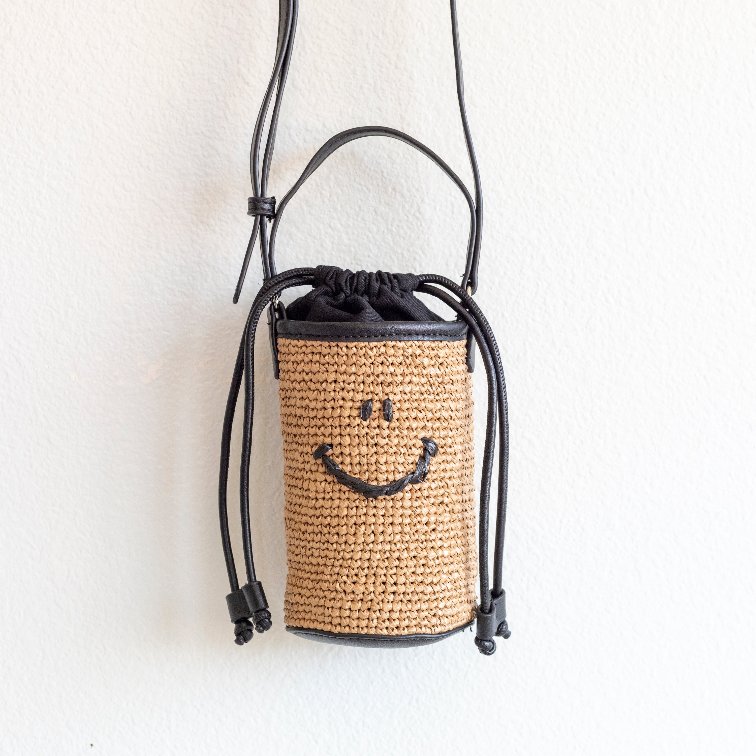 Straw Smiley Face Crossbody Bag