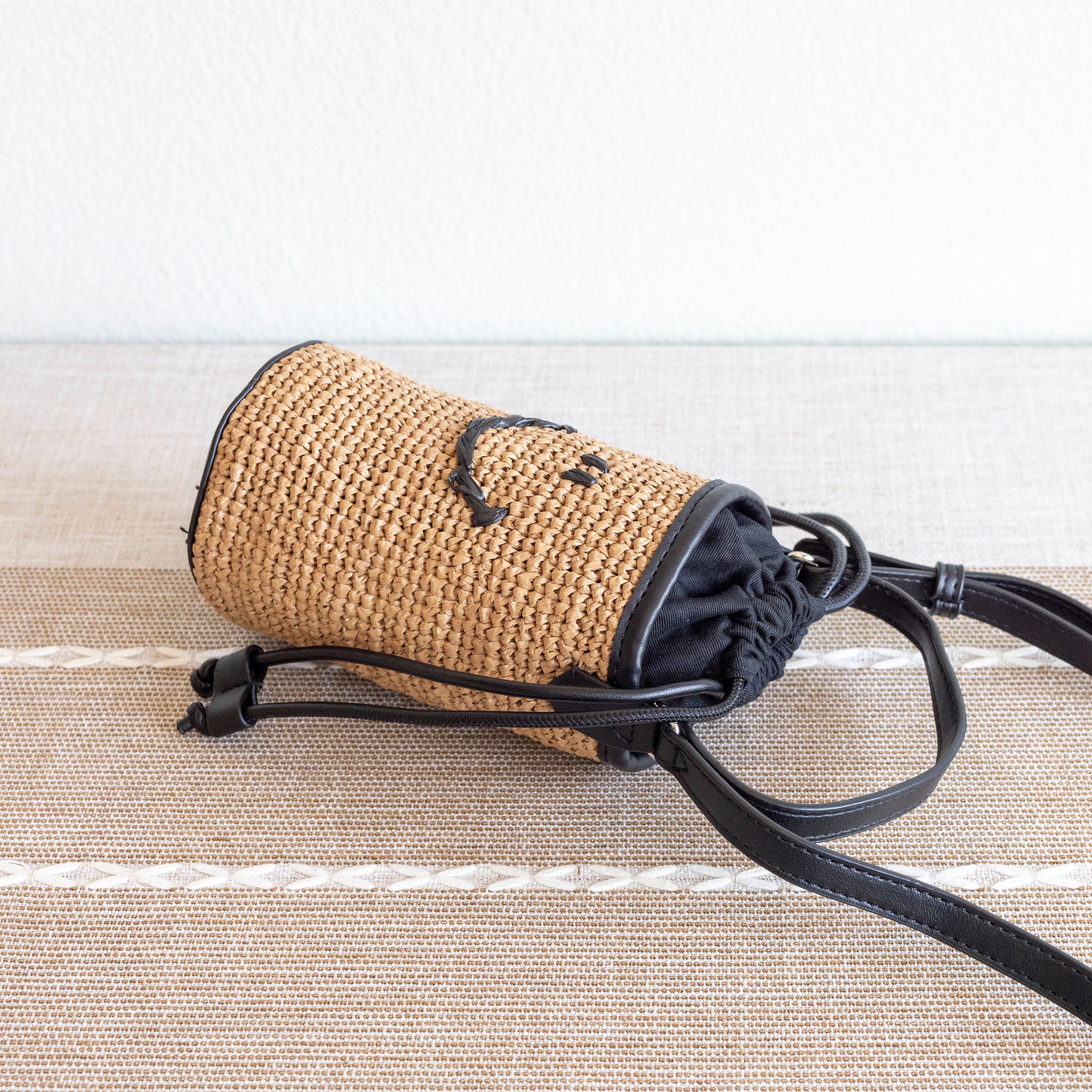 Straw Smiley Face Crossbody Bag