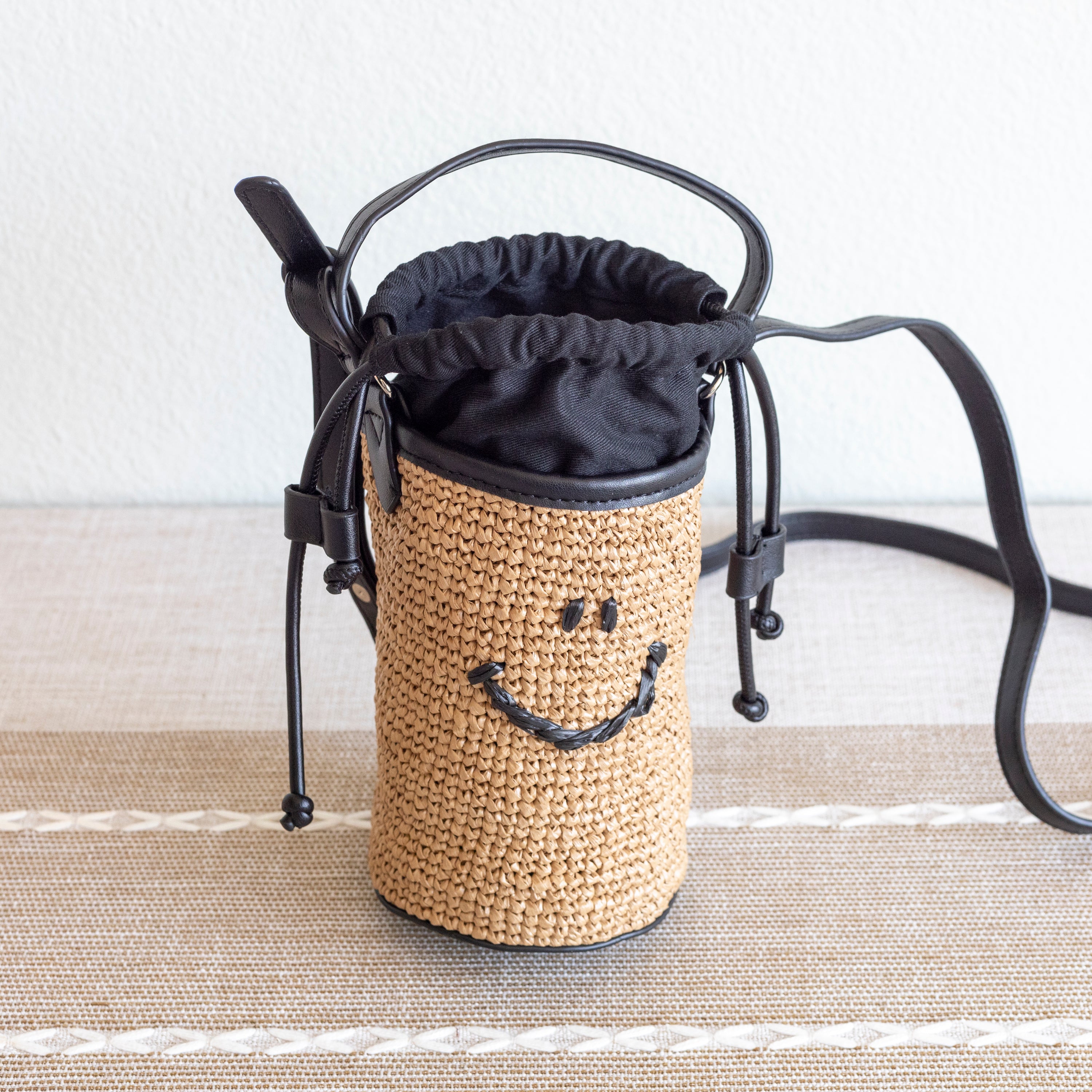 Straw Smiley Face Crossbody Bag