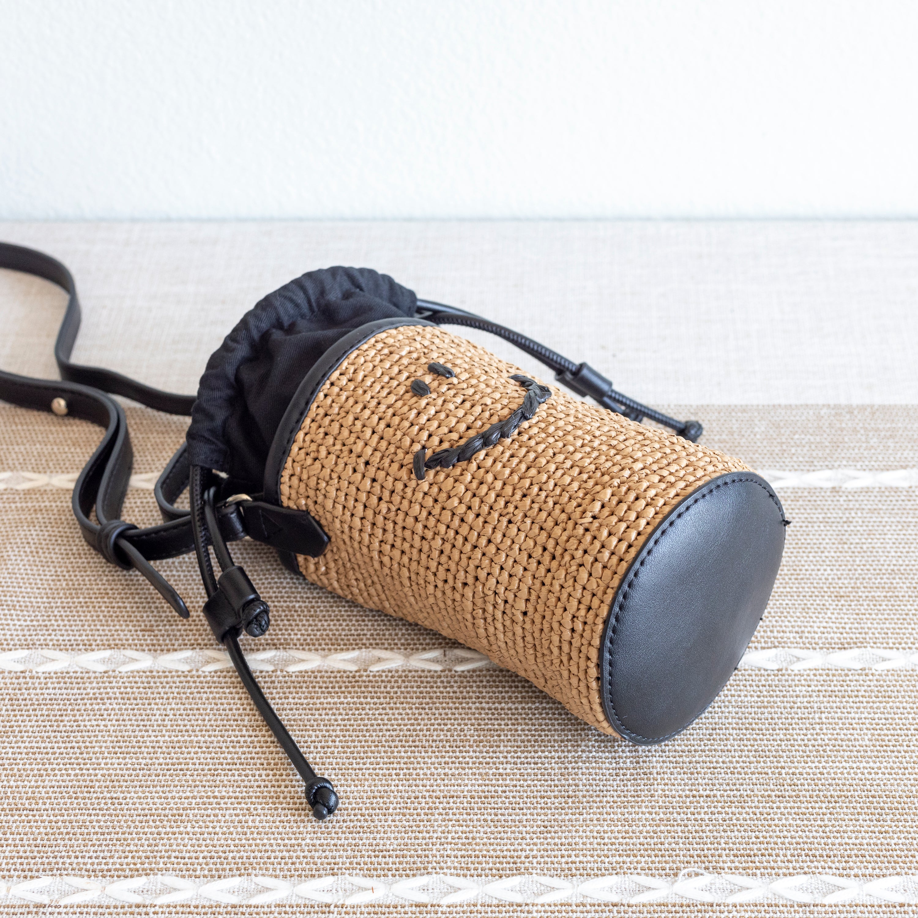 Straw Smiley Face Crossbody Bag