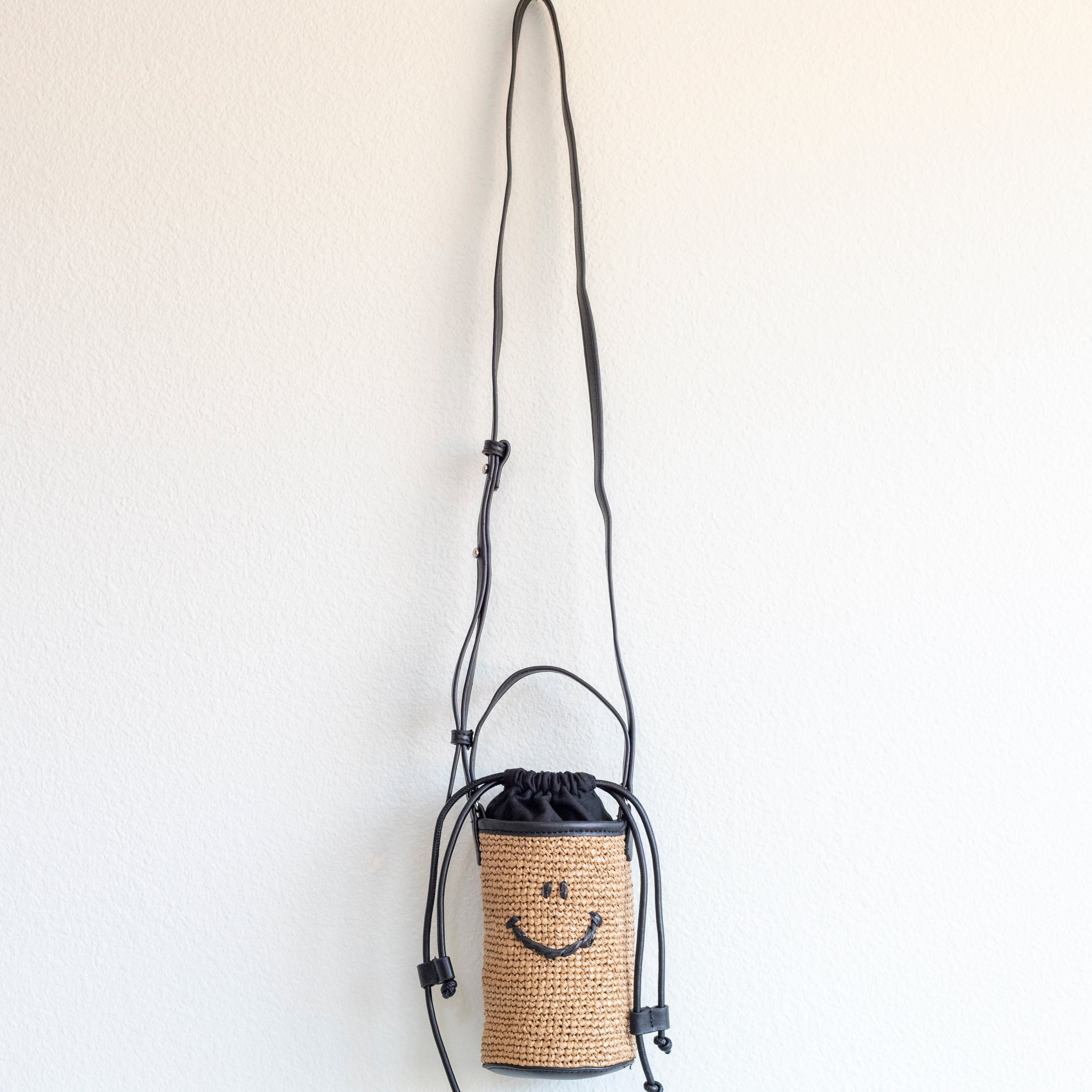 Straw Smiley Face Crossbody Bag