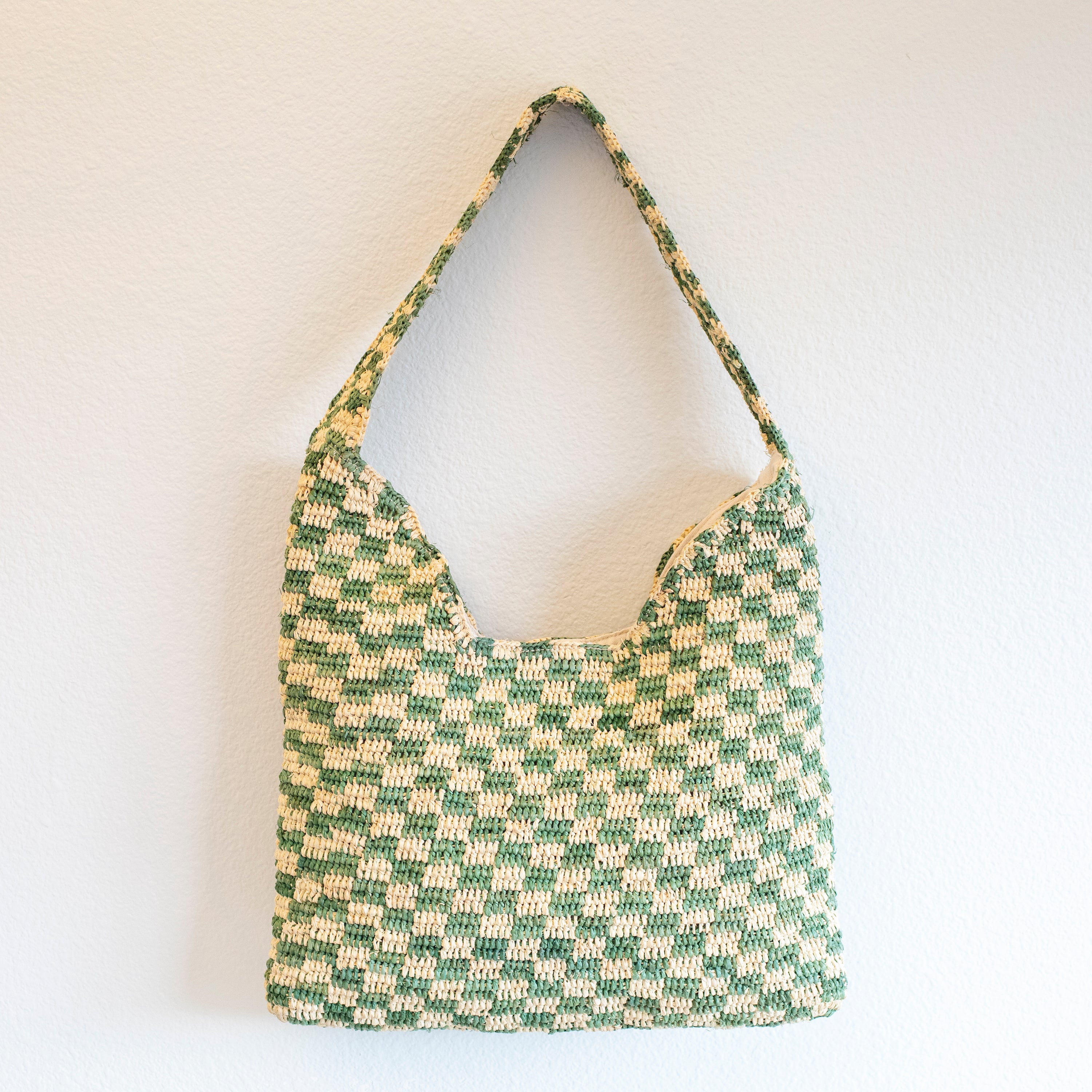 Handbags Women's Checkered Raffia Woven Summer Straw Tote