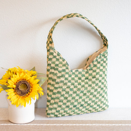 Handbags Women's Checkered Raffia Woven Summer Straw Tote