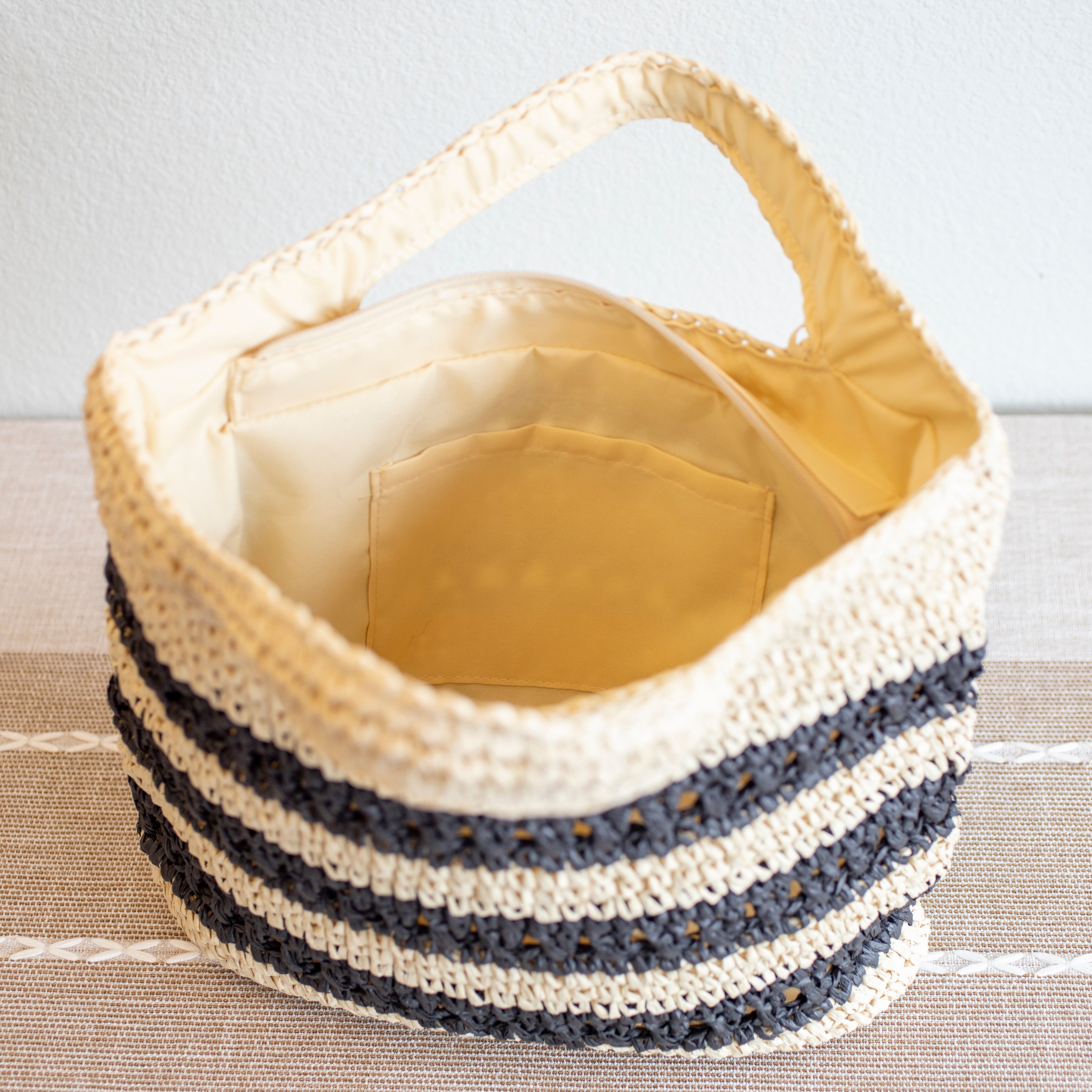 Elena Handbags Straw Woven Striped Summer Tote