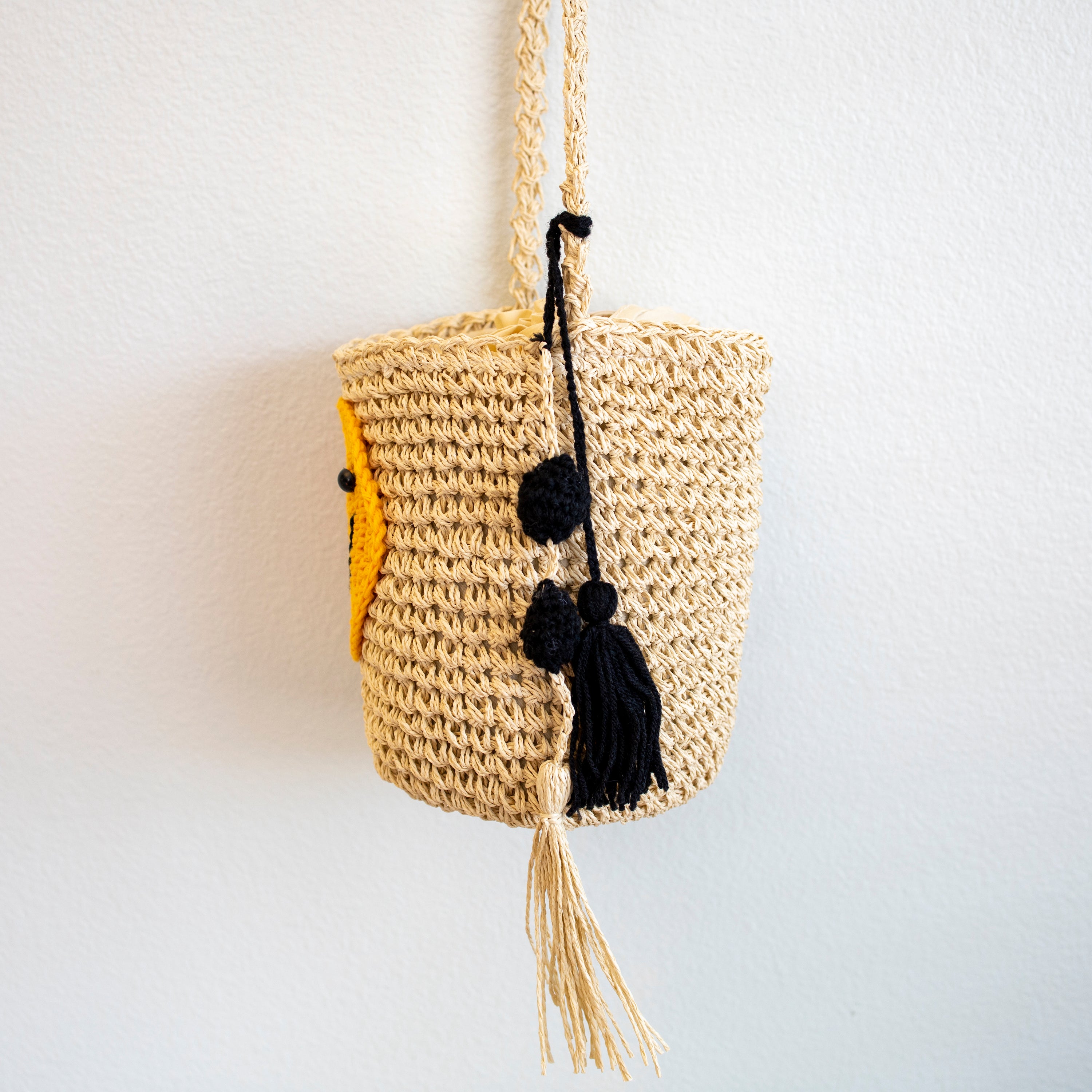 Straw Smiley Face Crossbody Bag