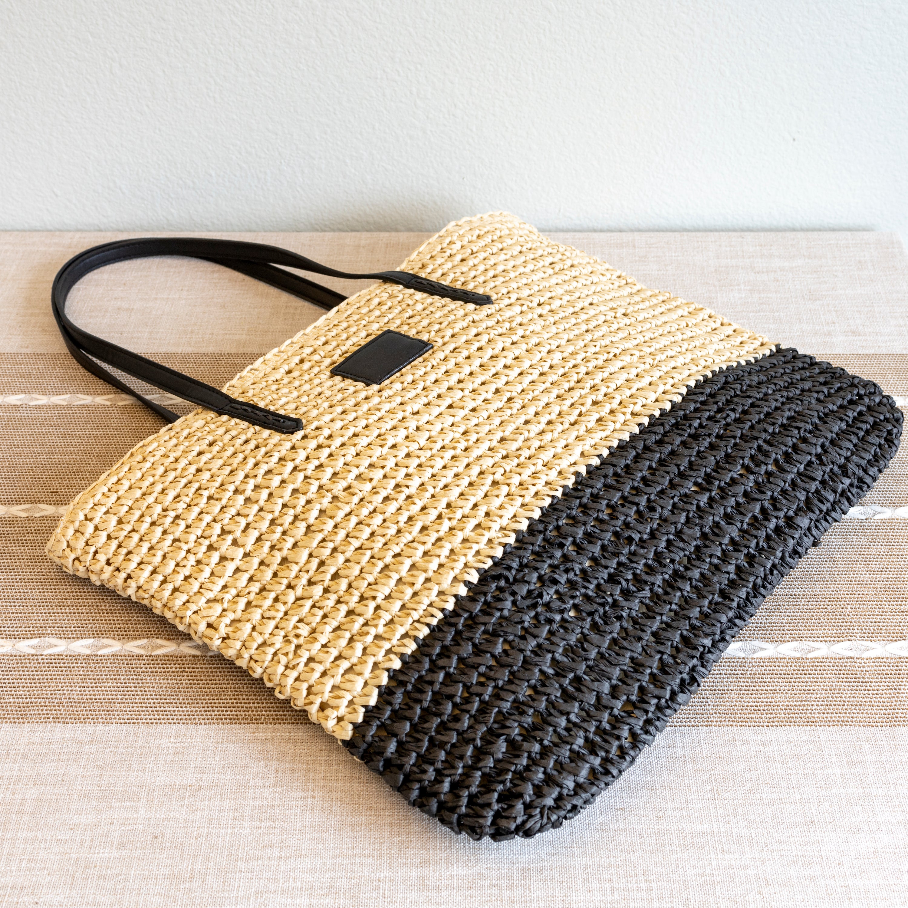 Elena Handbags Large Straw Woven Summer Tote