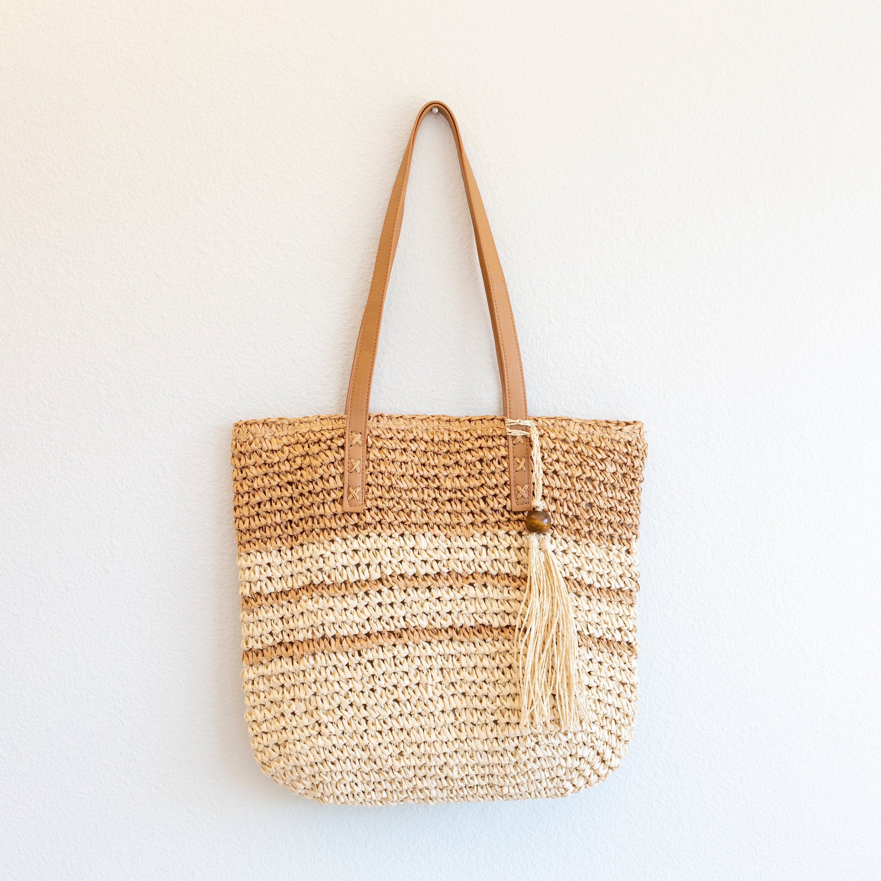 Elena Handbags Straw Woven Summer Beach Tote