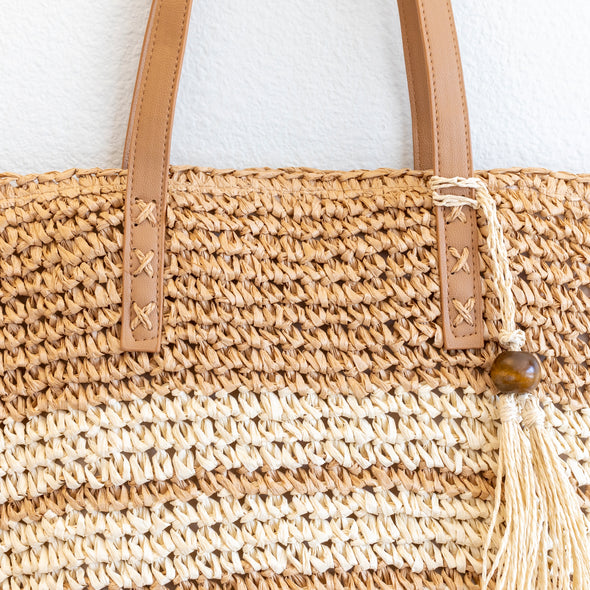 Elena Handbags Straw Woven Summer Beach Tote